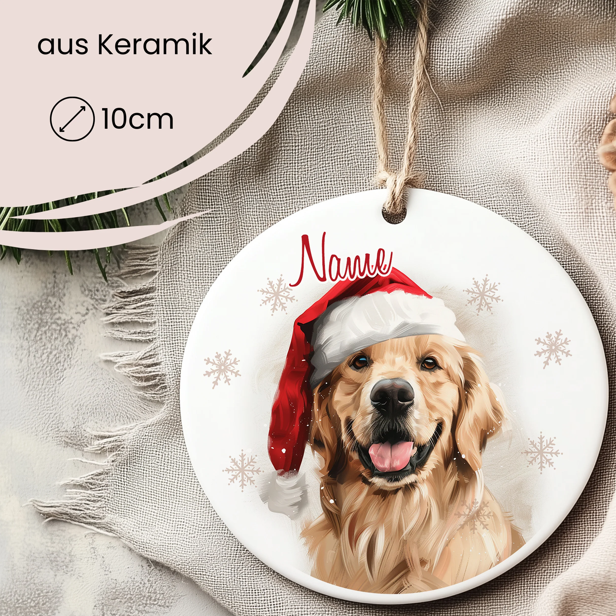 Tannenbaum Aufhänger Golden Retreiver mit Weihnachtsmütze - Image 2