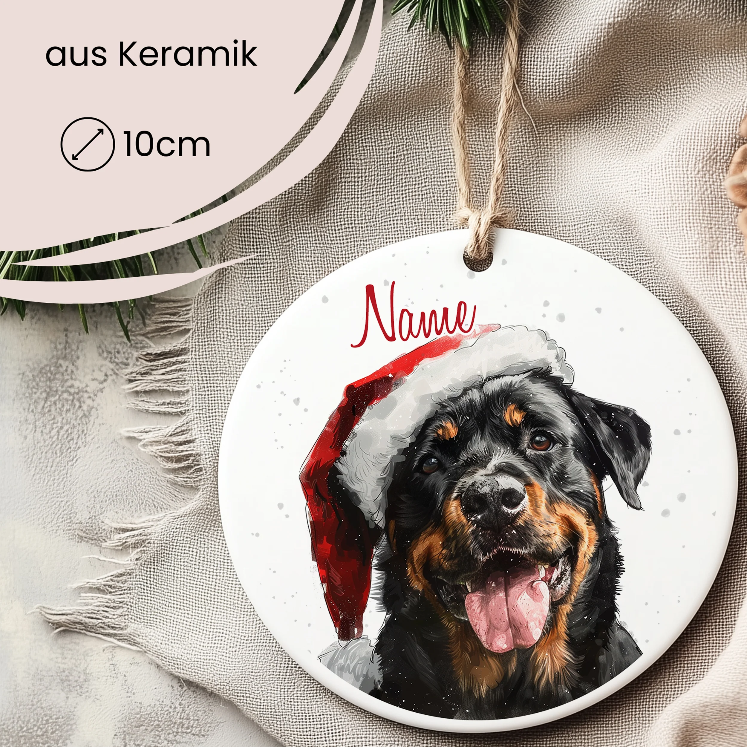 Tannenbaum Aufhänger Rottweiler mit Weihnachtsmütze - Image 2