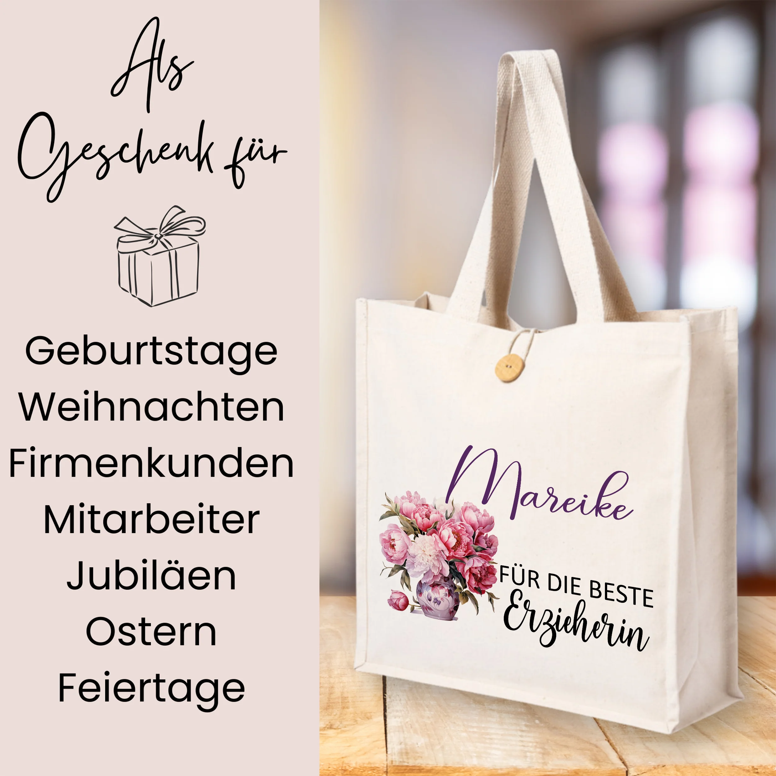 Tasche Blumenmuster - Für die beste Erzieherin - Image 3