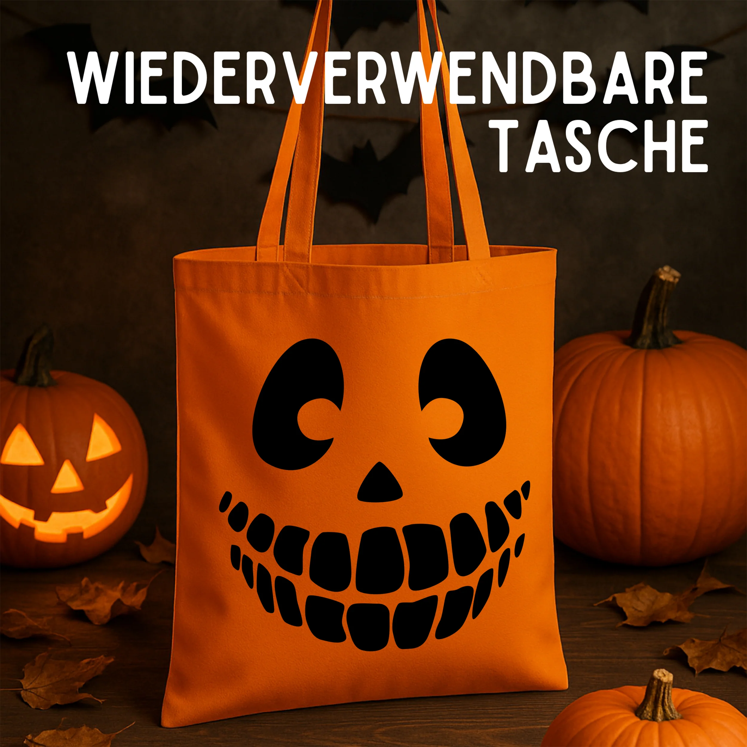 Tasche Halloween - Fröhlicher Kürbis für dein Gruselfest - Image 2