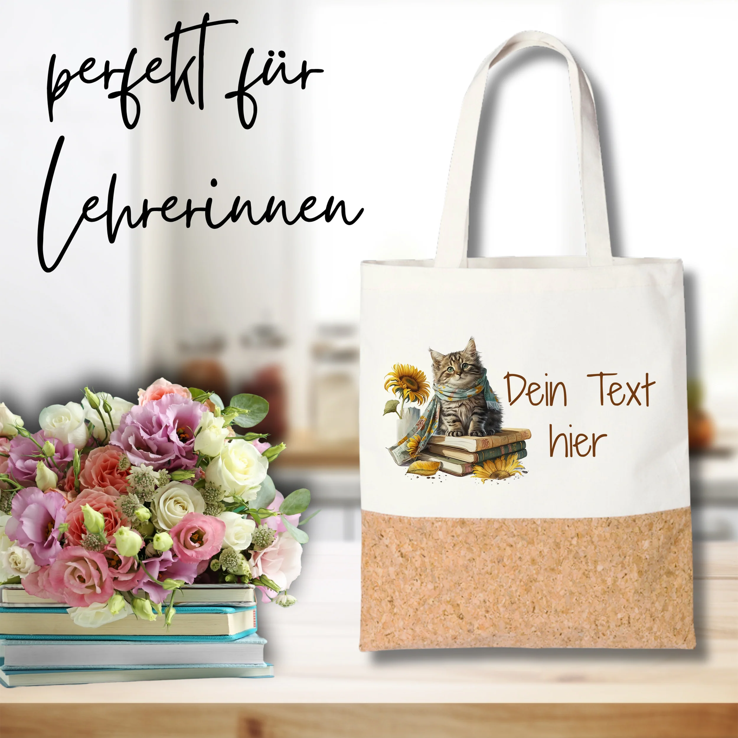 Tasche Katze mit Sonnenblume - Image 3