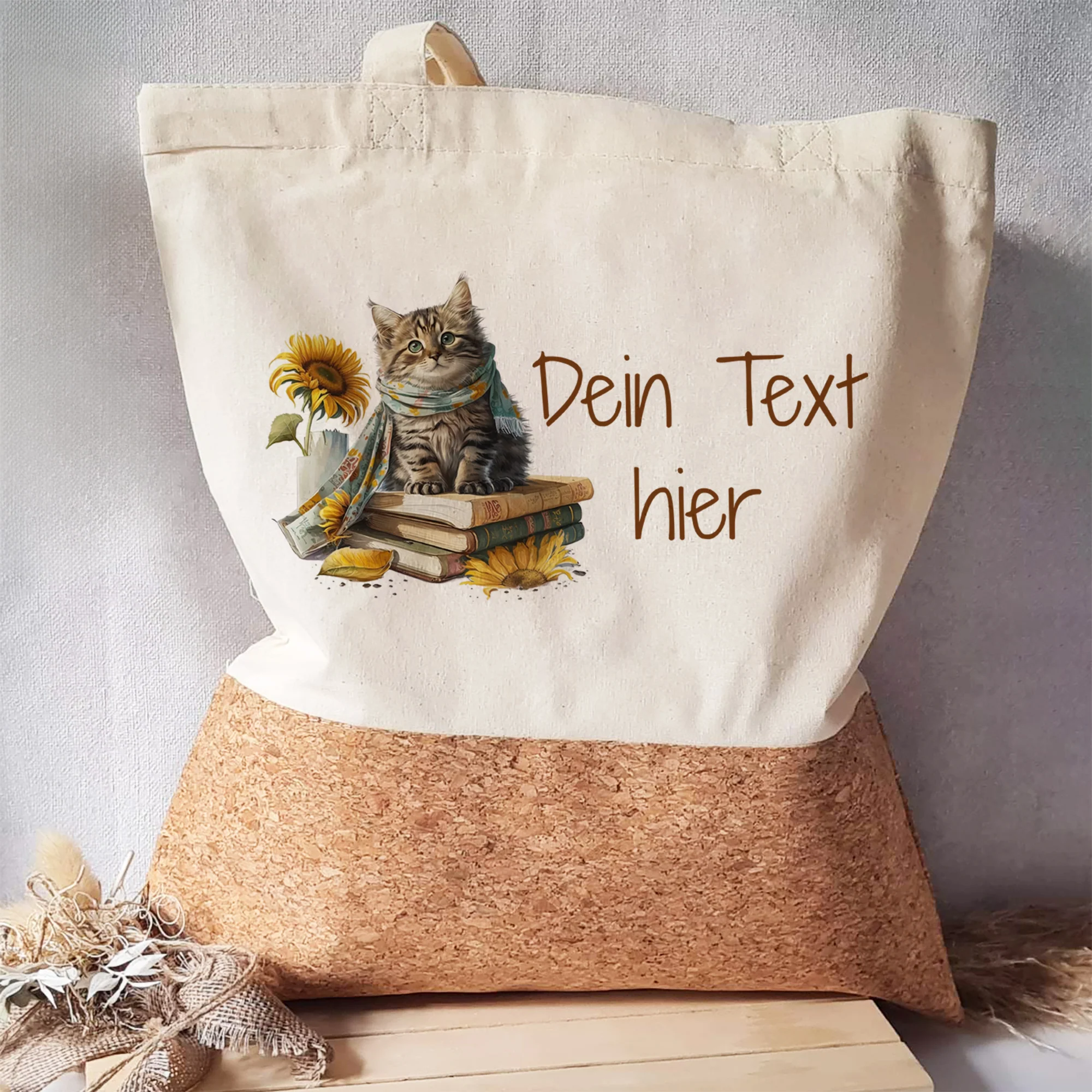 Tasche Katze mit Sonnenblume - Image 4