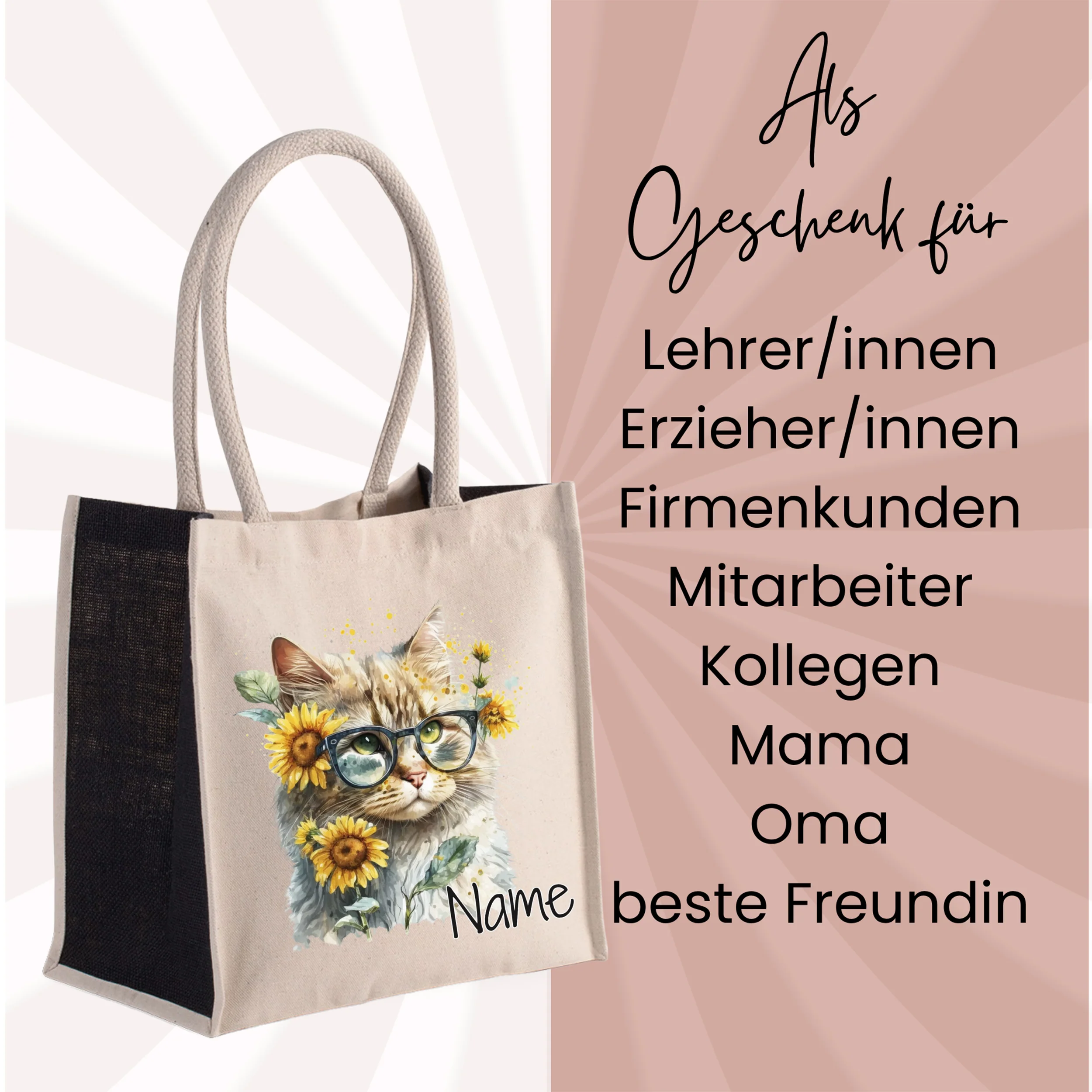 Tasche Katze mit Sonnenblumen - Image 2