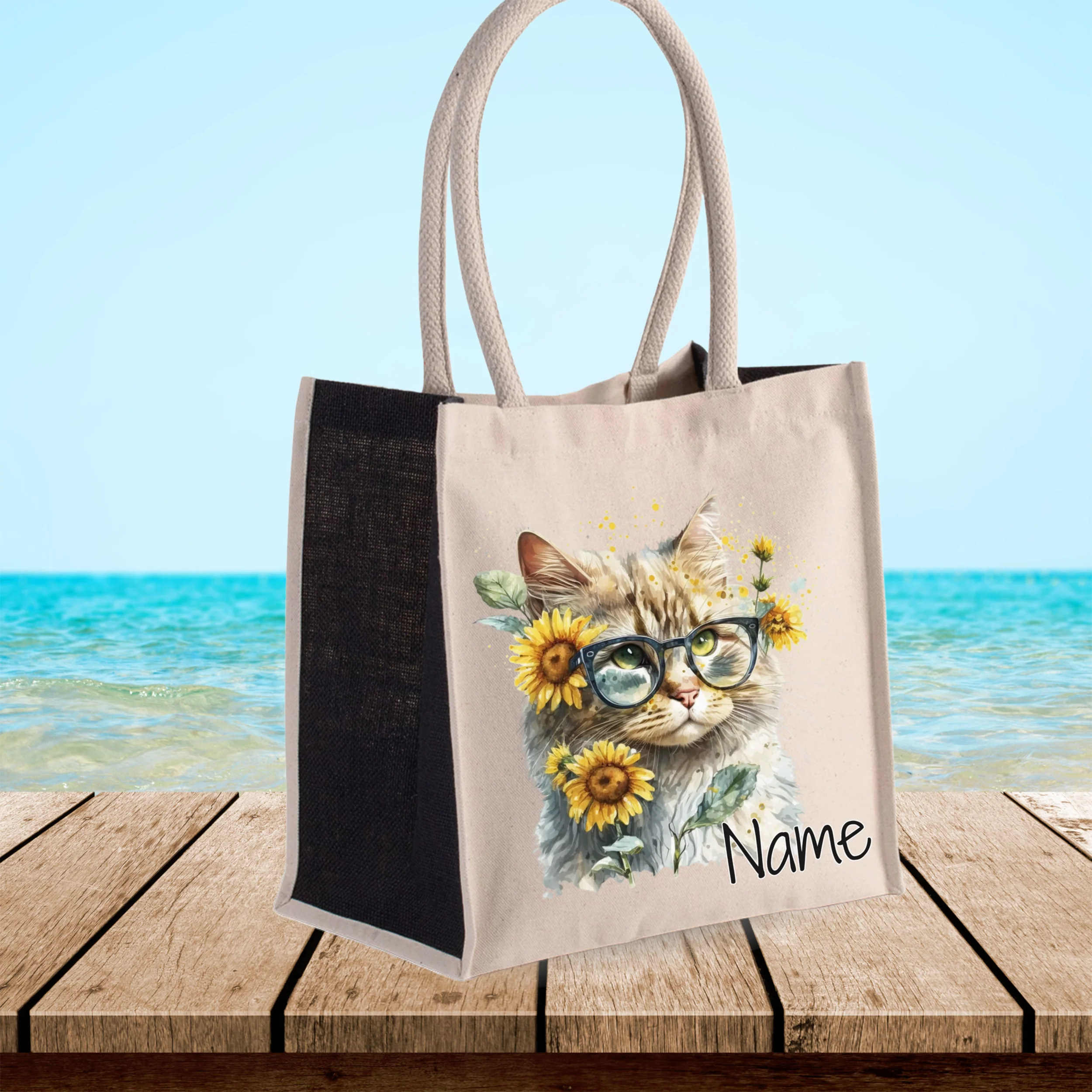 Tasche Katze mit Sonnenblumen - Image 5