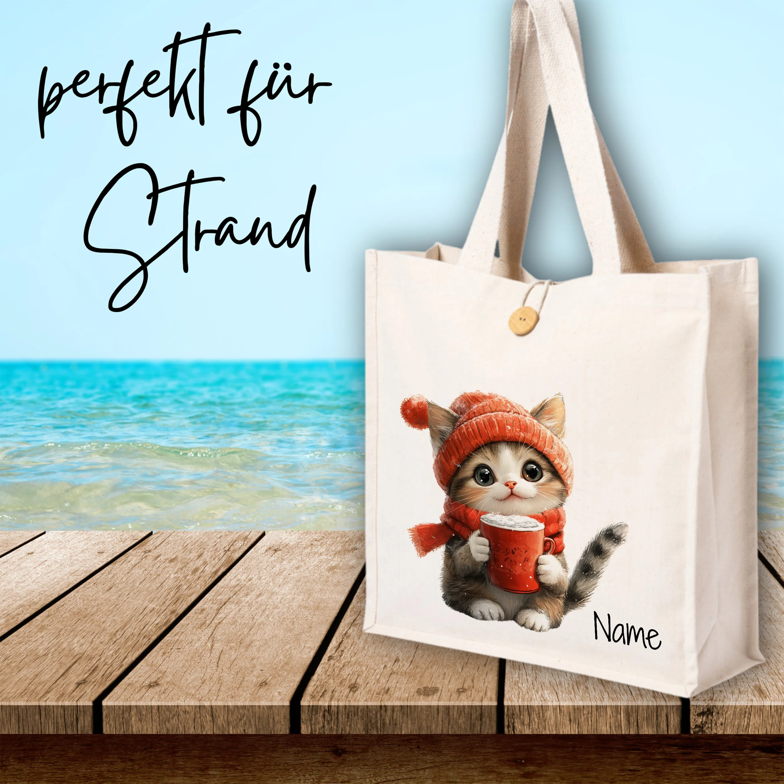 Tasche Katze mit Tasse - Image 4