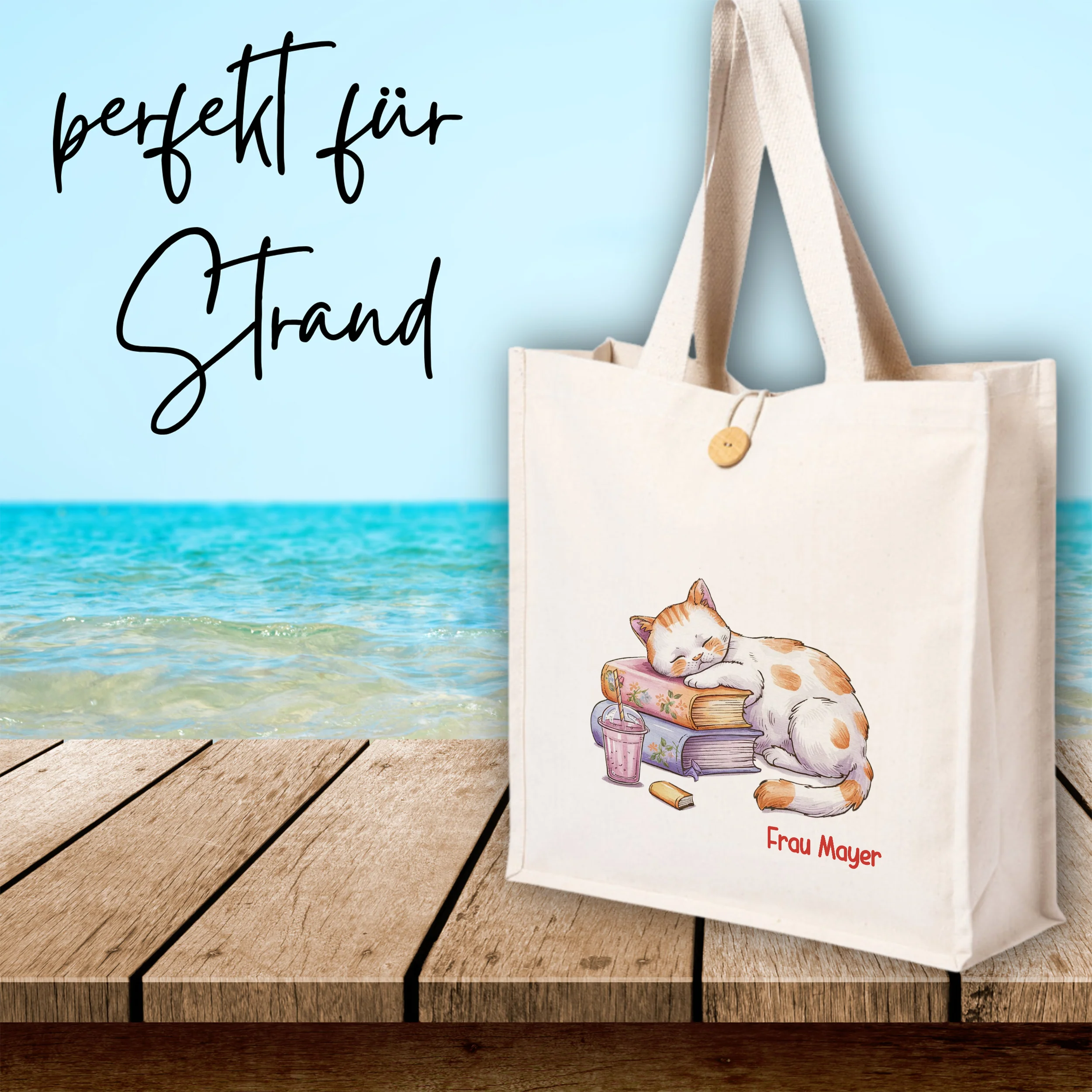 Tasche Knopf mit schlafender Katze - Image 4