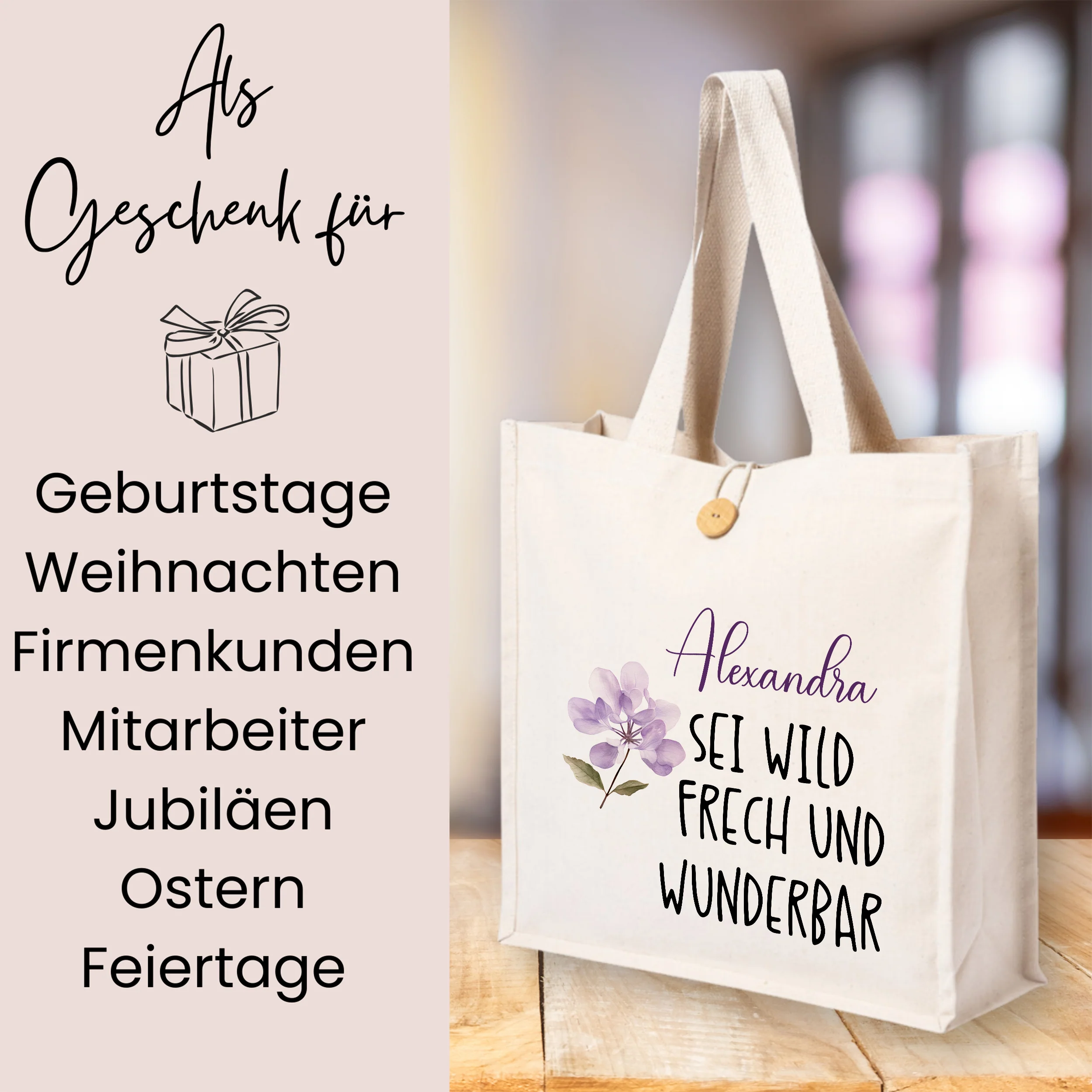 Tasche mit Blumenmotiv - Sei wild, frech und wunderbar - Image 3