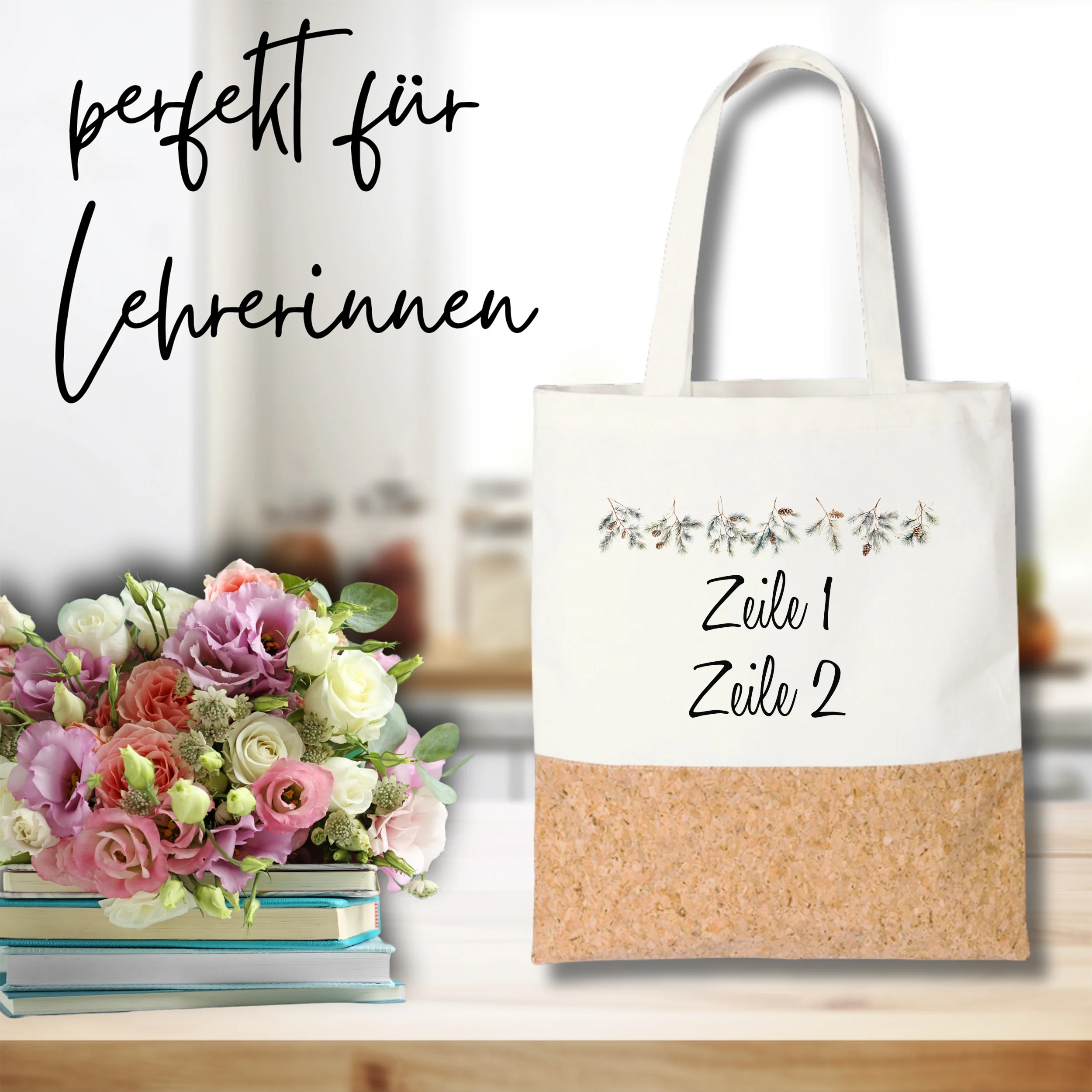 Tasche mit Korkboden und floralem Motiv - Image 3