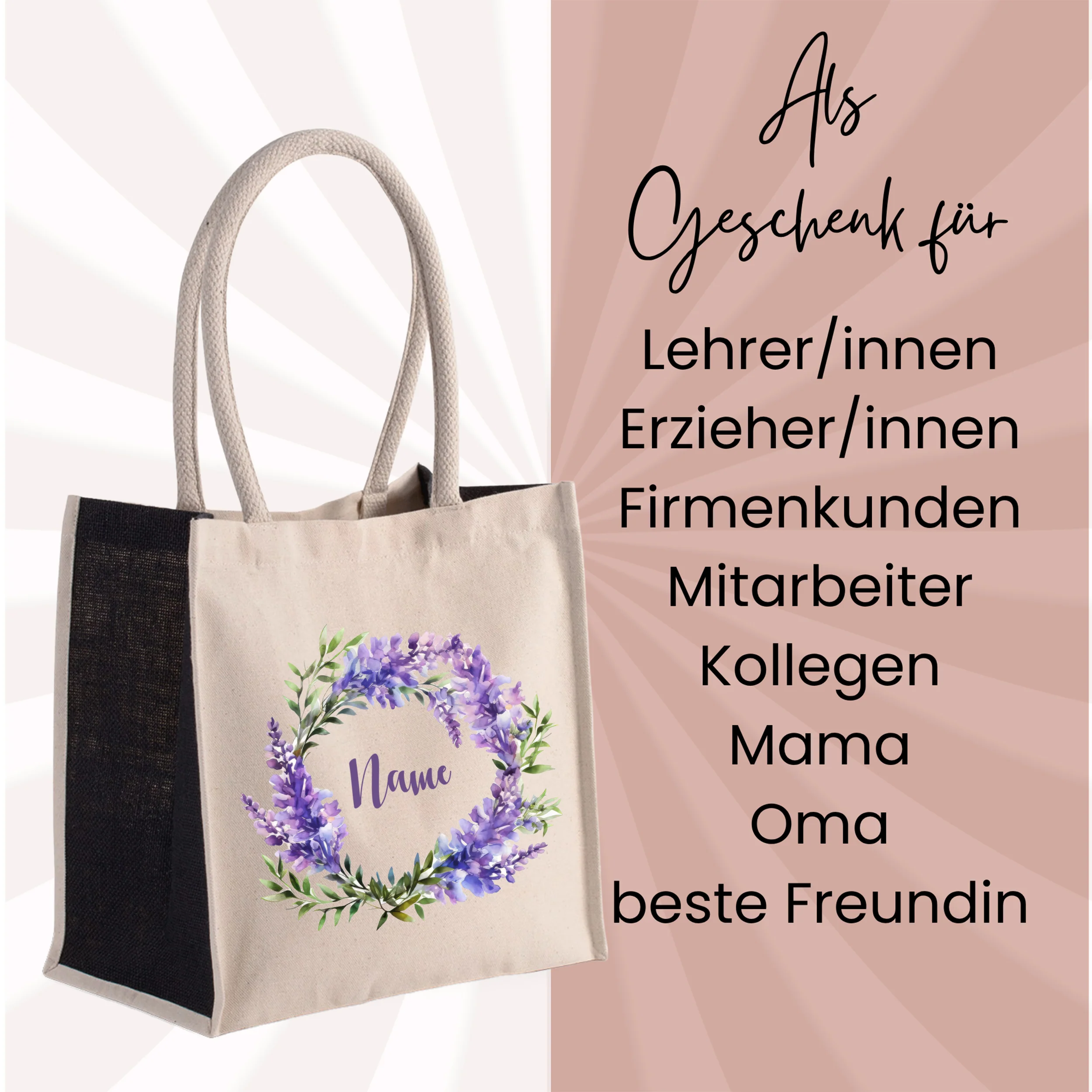 Tasche mit lila Blumenkranz - Image 2