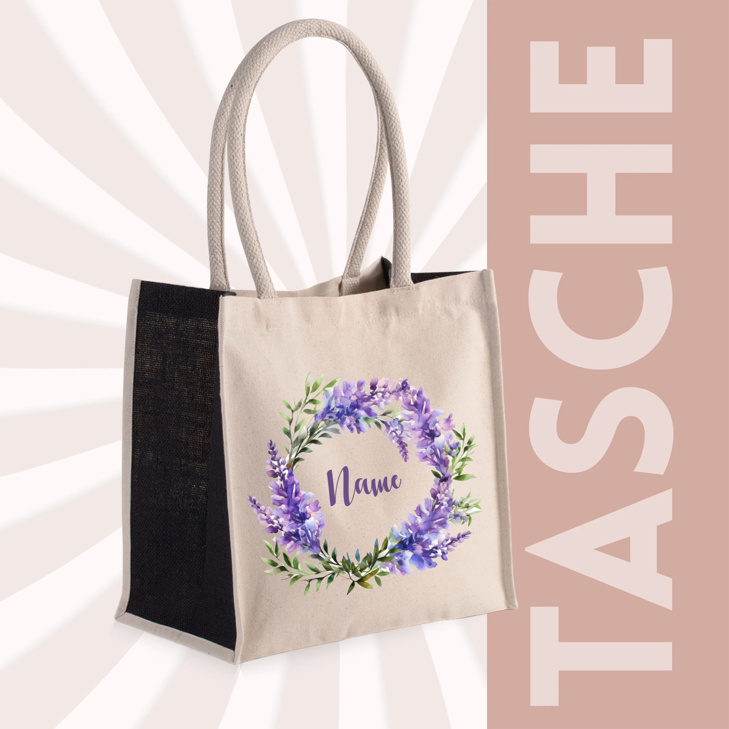 Tasche mit lila Blumenkranz - Image 3