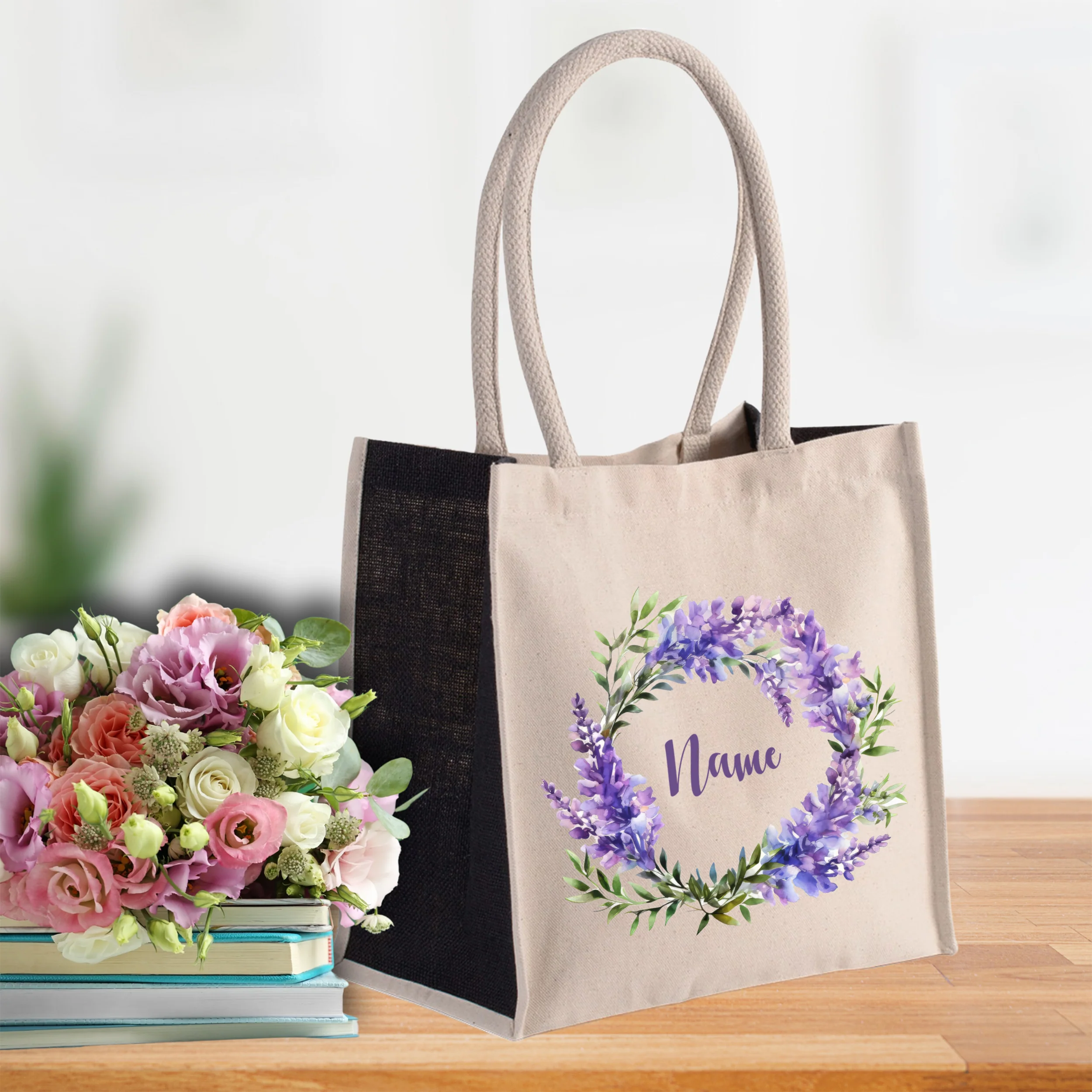 Tasche mit lila Blumenkranz - Image 4