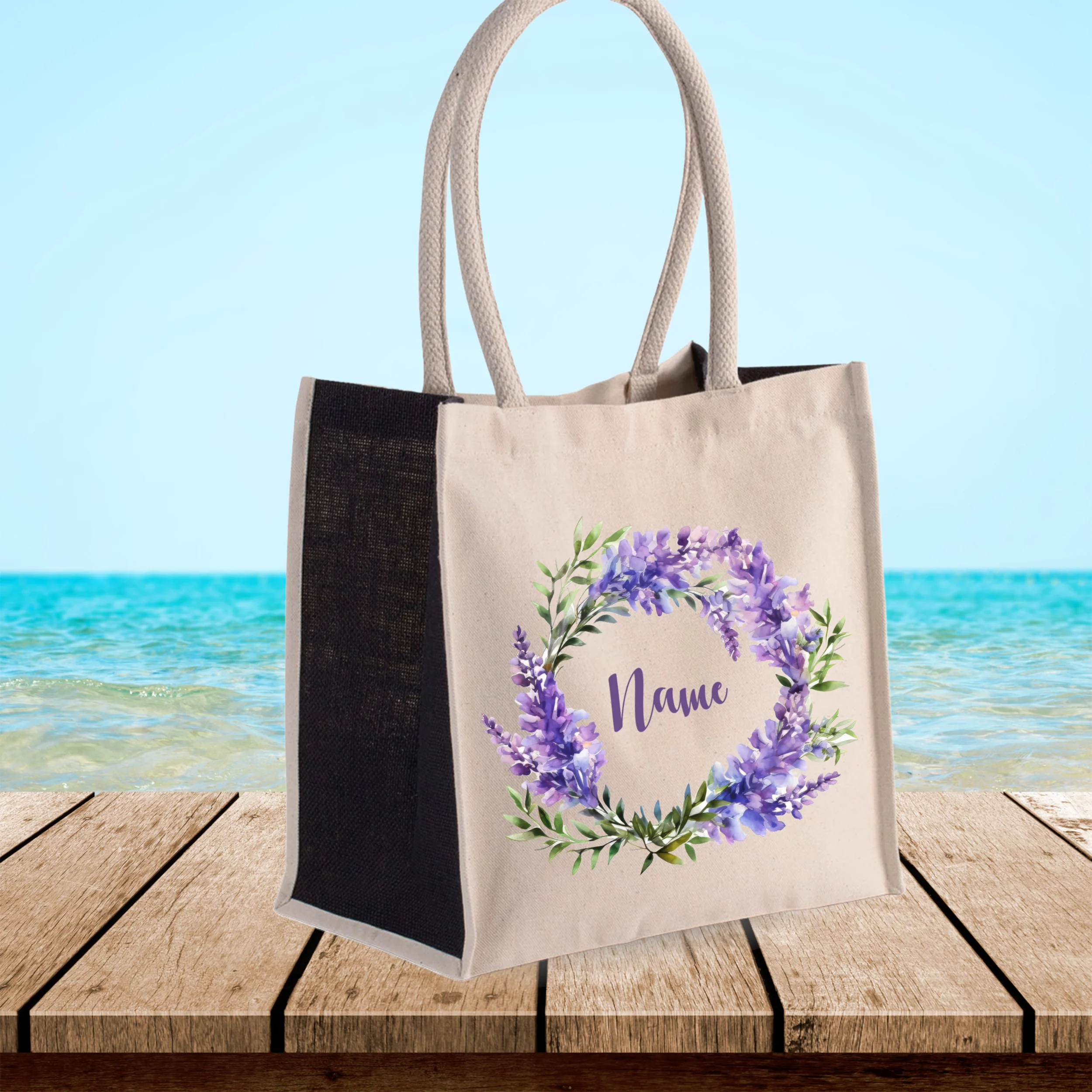 Tasche mit lila Blumenkranz - Image 5