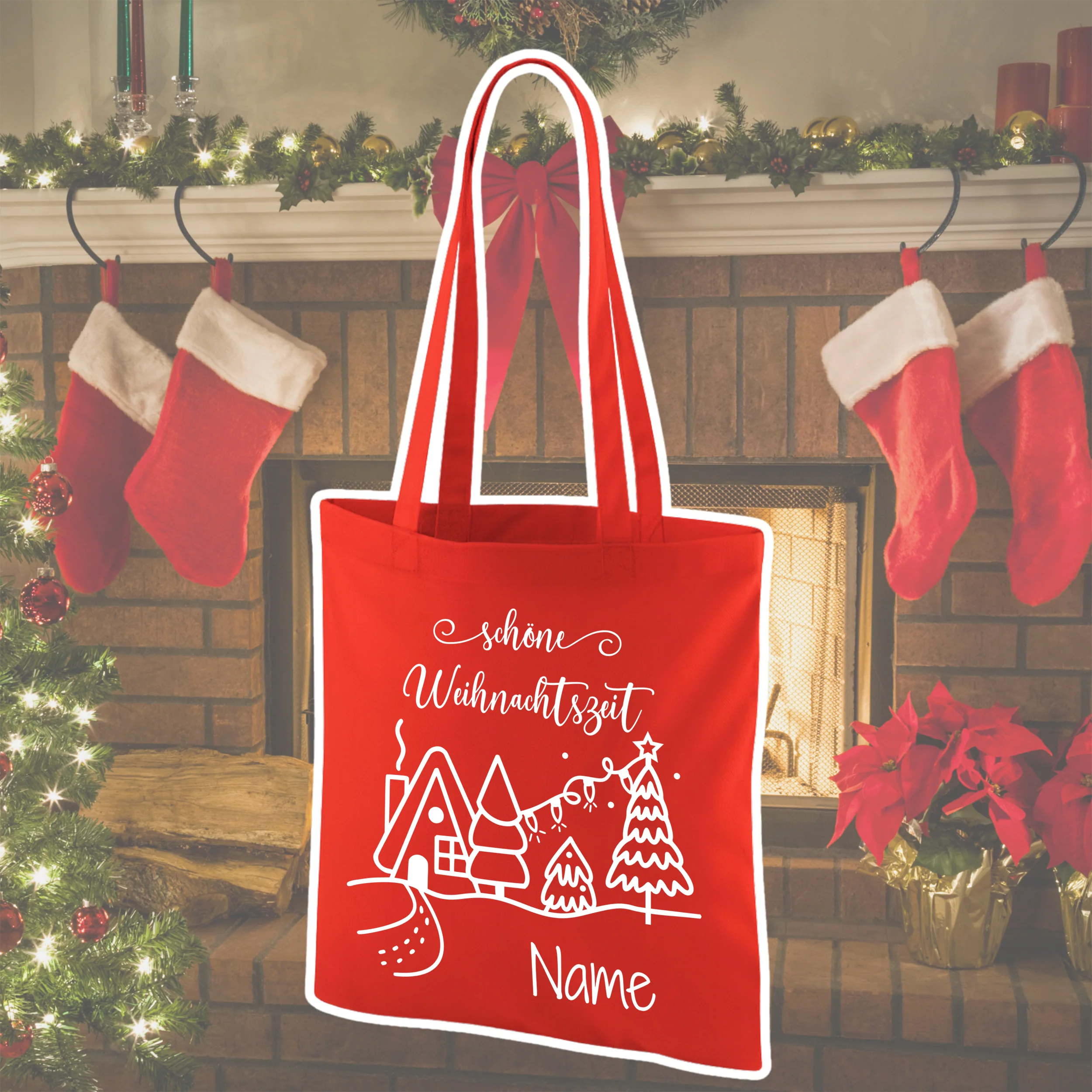 Tasche Weihnachten - Fröhliche Feiertage im roten Design - Image 3
