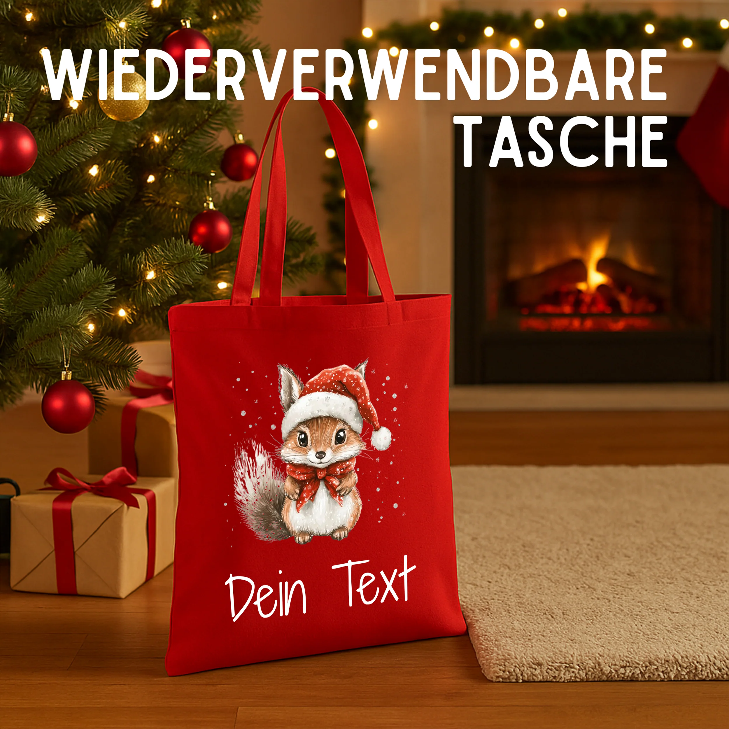 Tasche Weihnachten - Fröhlicher Eichhörnchen - Image 2