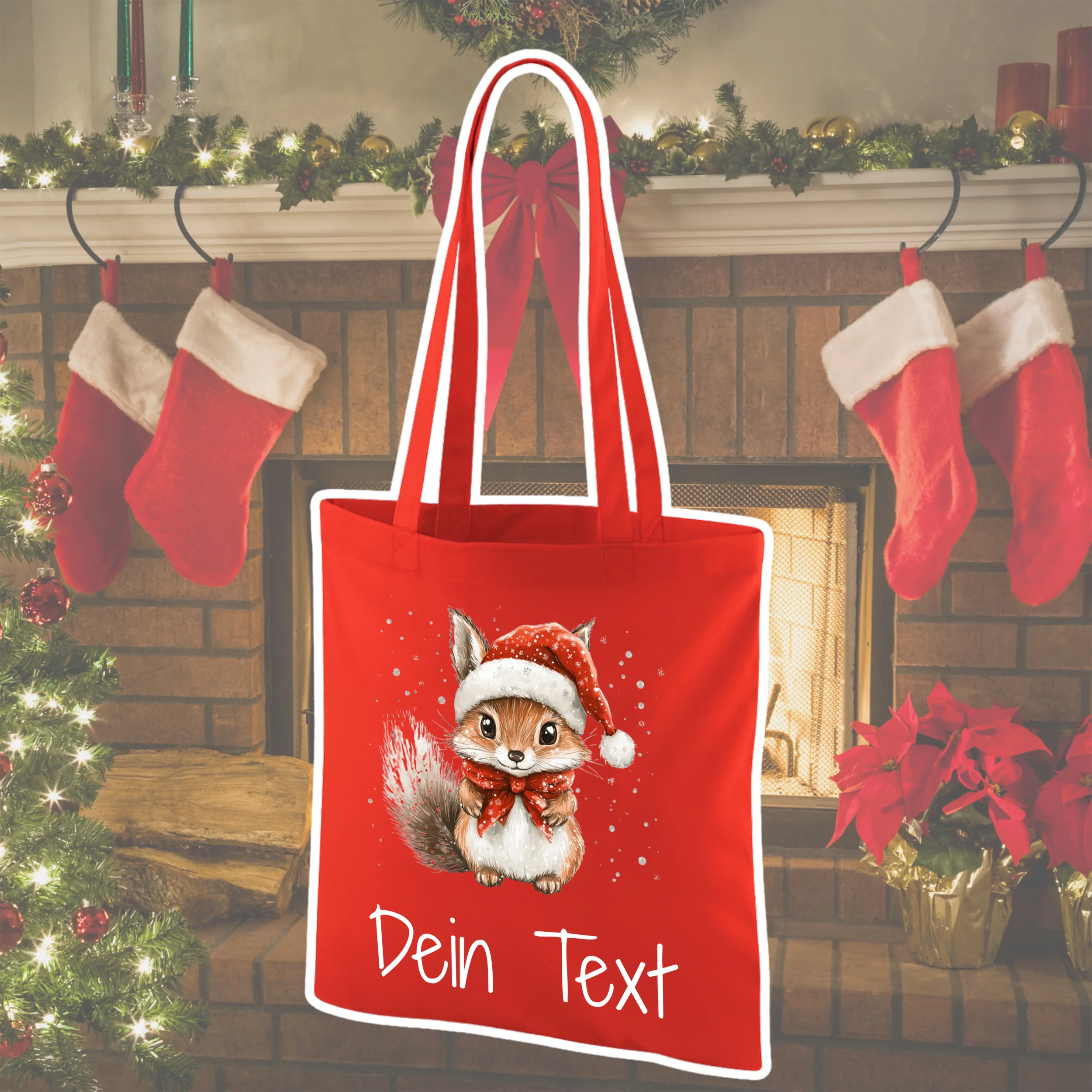Tasche Weihnachten - Fröhlicher Eichhörnchen - Image 3