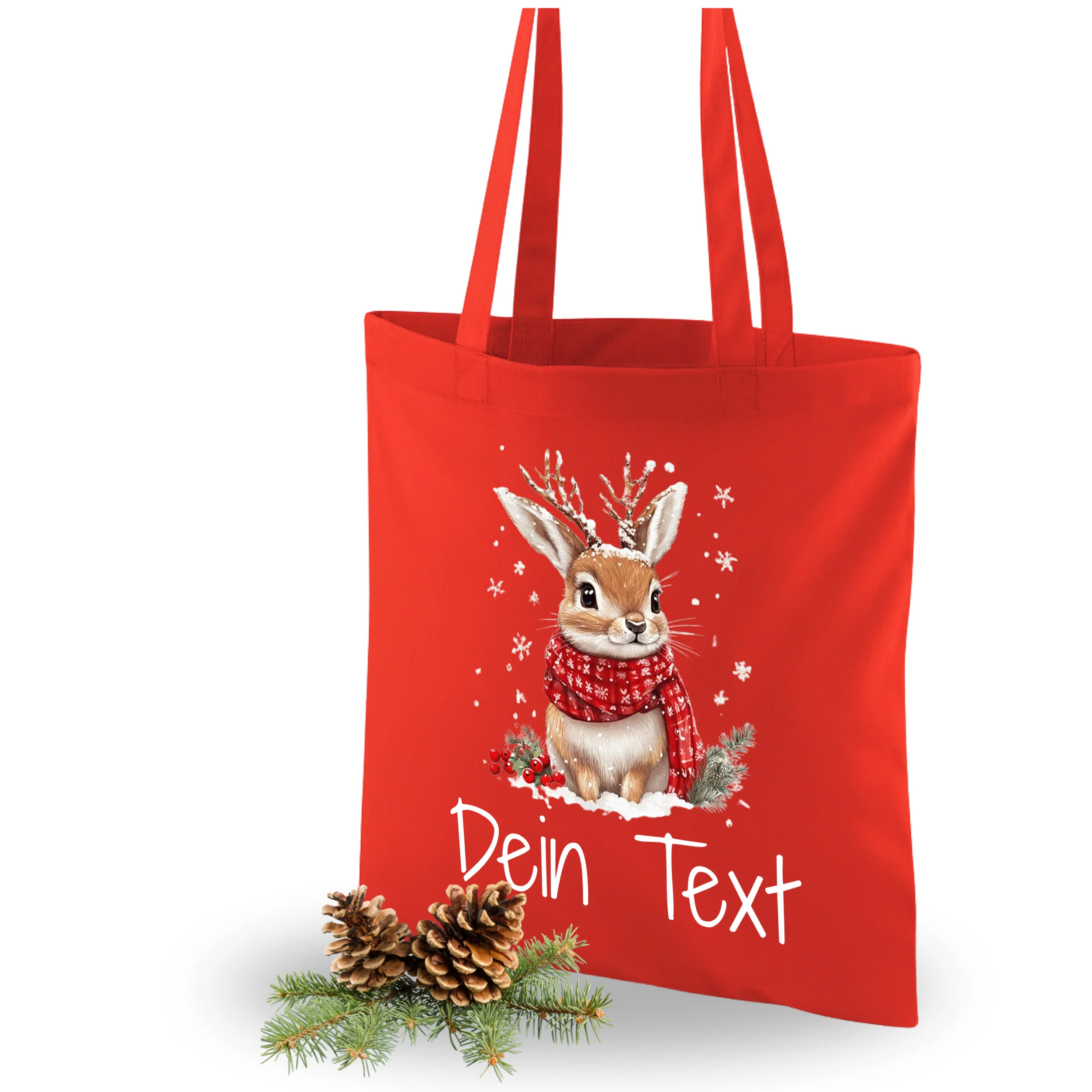 Tasche Weihnachten - Fröhlicher Hase für festliche Stimmung