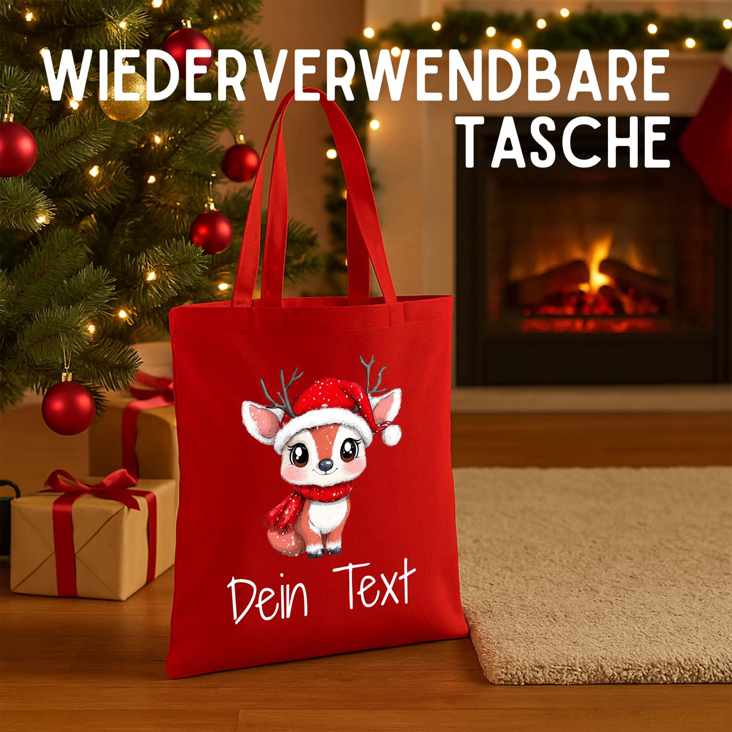 Tasche Weihnachten - Fröhliches Rentier für festliche Stimmung - Image 2