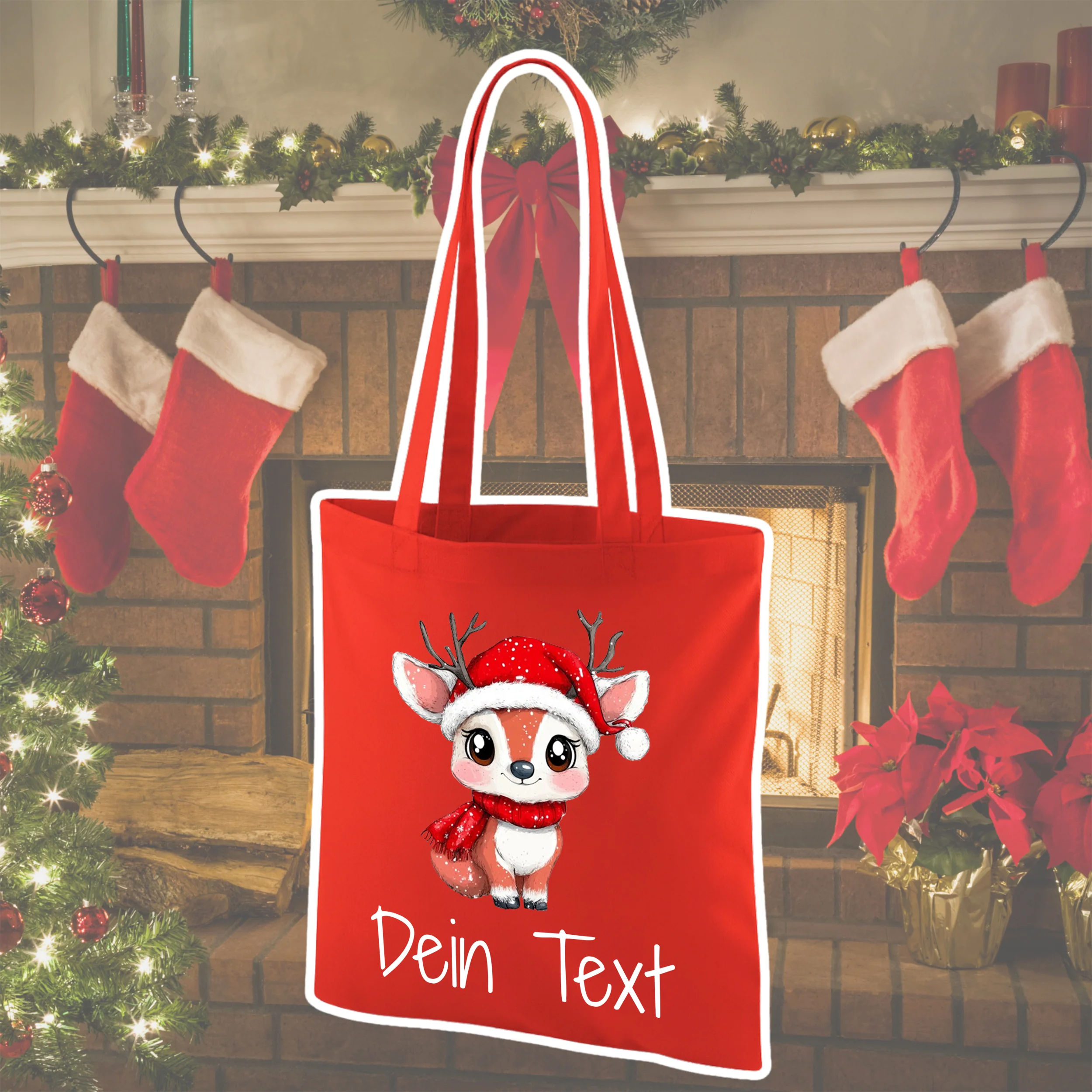 Tasche Weihnachten - Fröhliches Rentier für festliche Stimmung - Image 3