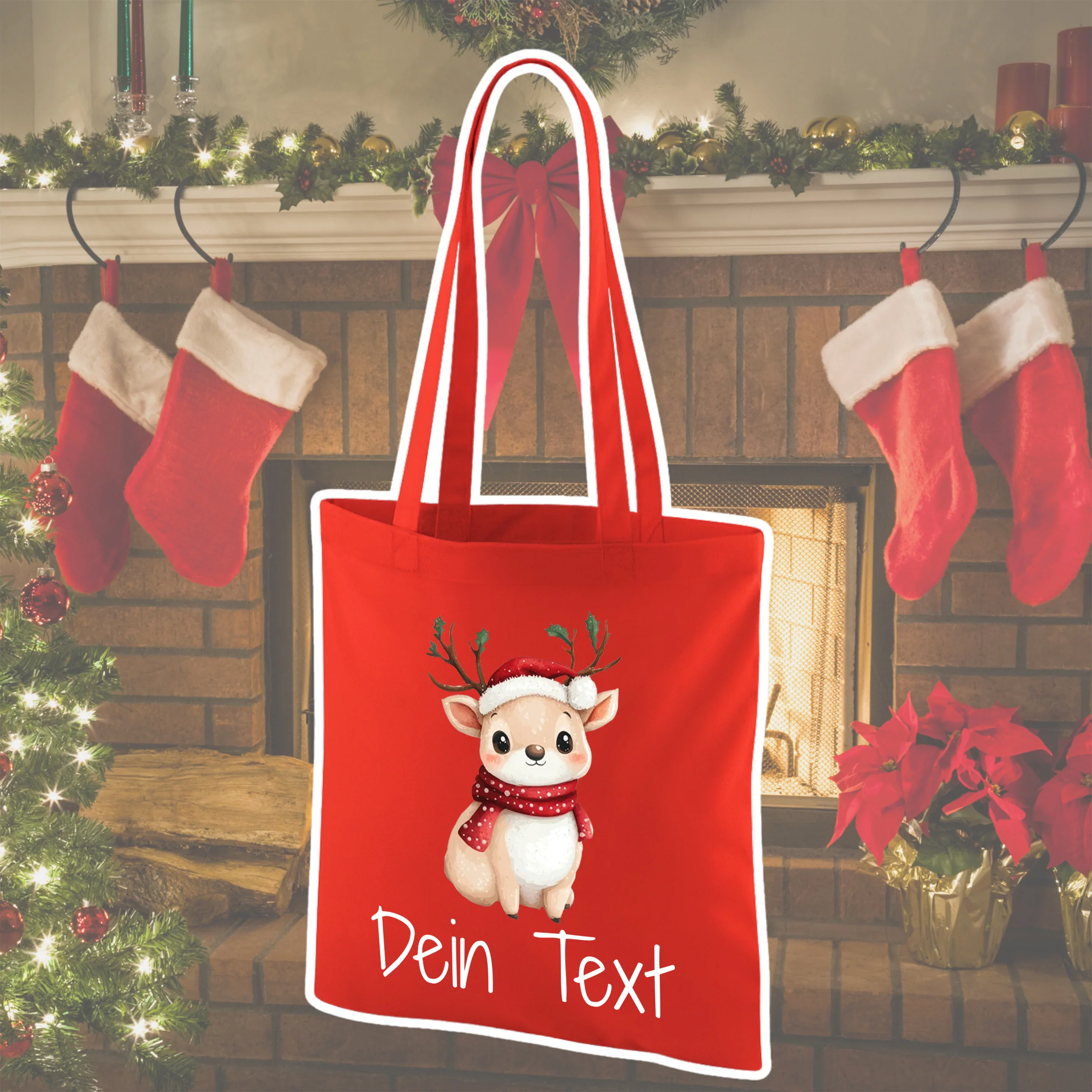 Tasche Weihnachten mit Reh - Ein fröhlicher Begleiter für die Feiertage - Image 3