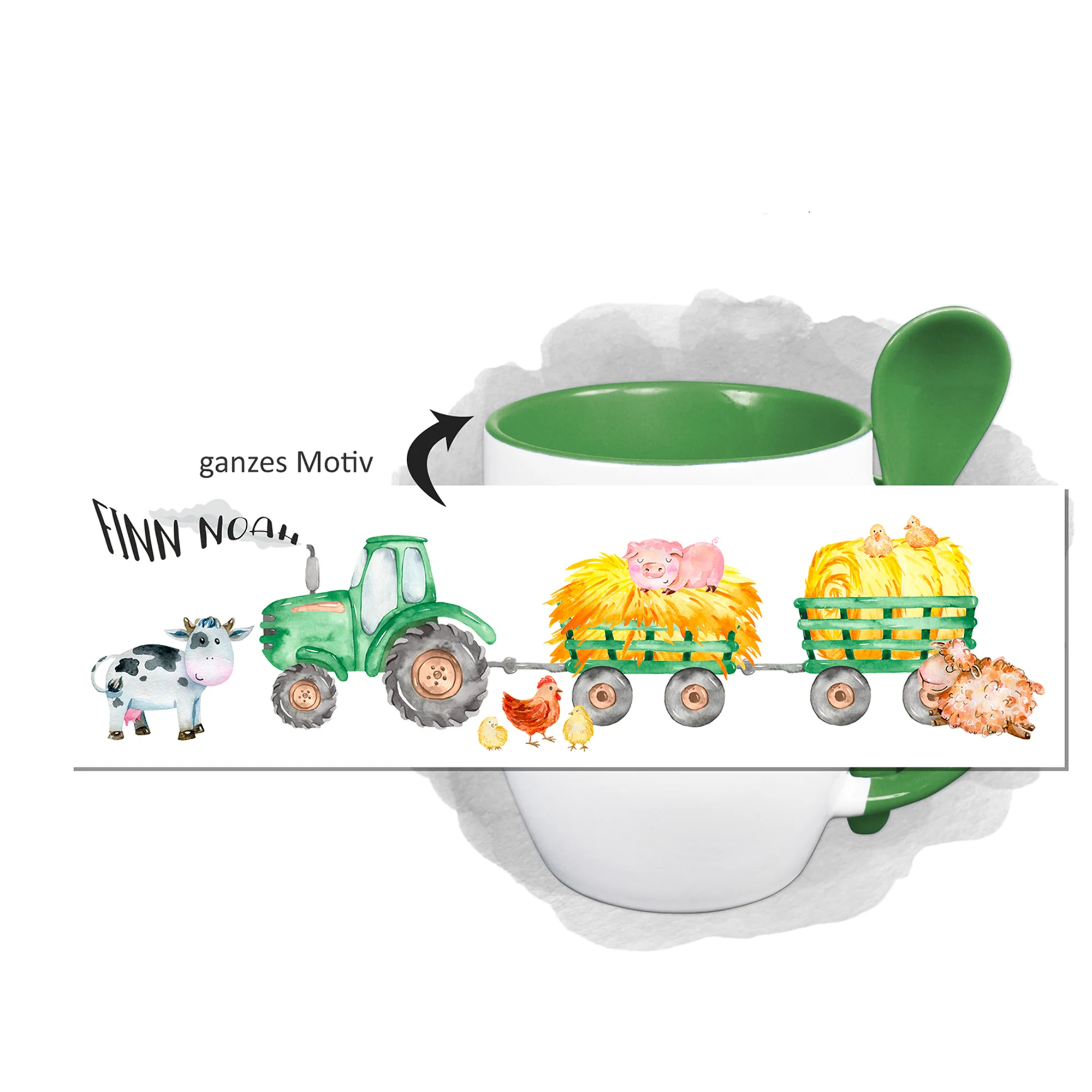 Tasse mit Löffel - Traktor in grün - Image 3