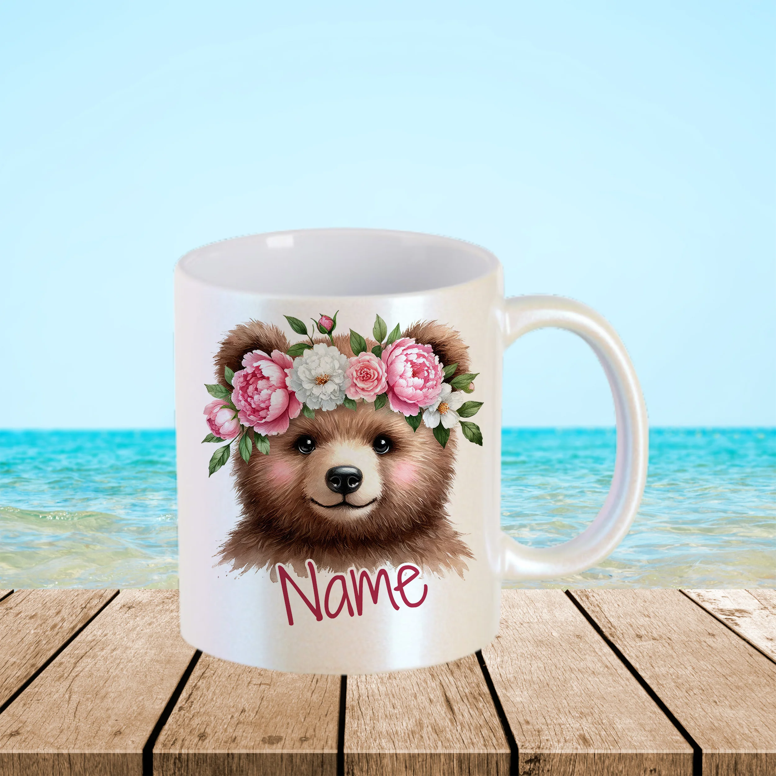 Tasse Bär mit Blumen - Image 3
