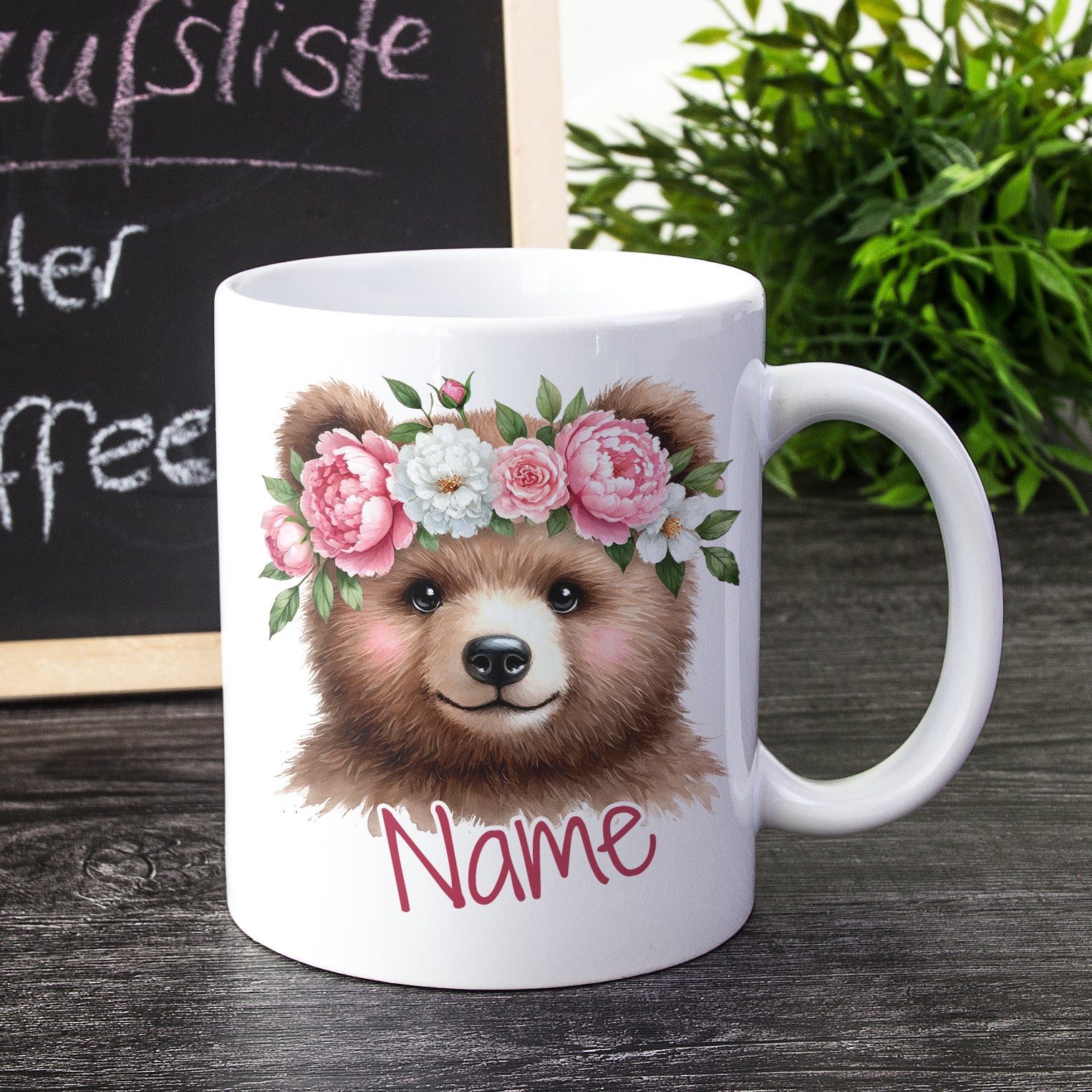 Tasse Bär mit Blumenkranz - Image 2