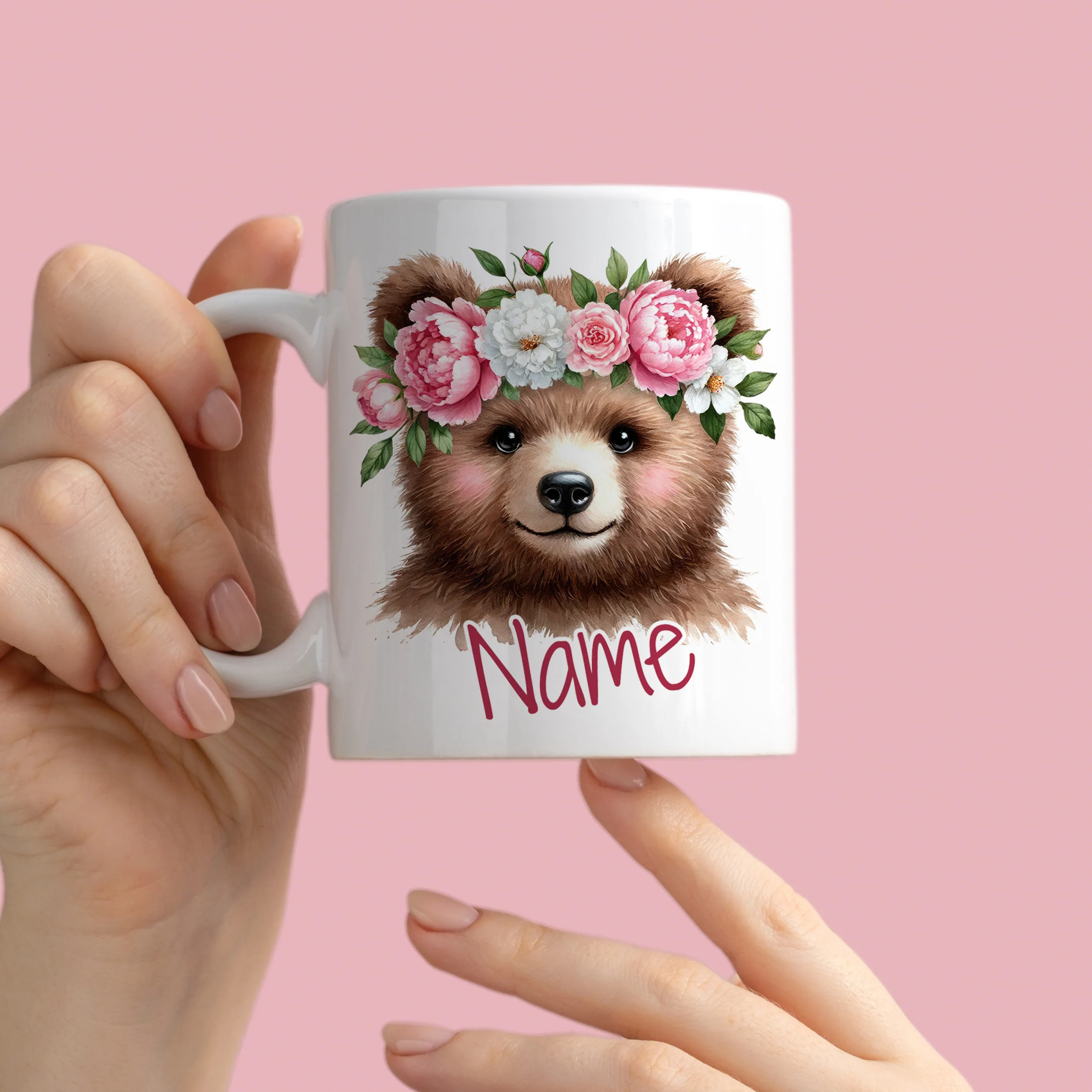 Tasse Bär mit Blumenkranz - Image 3