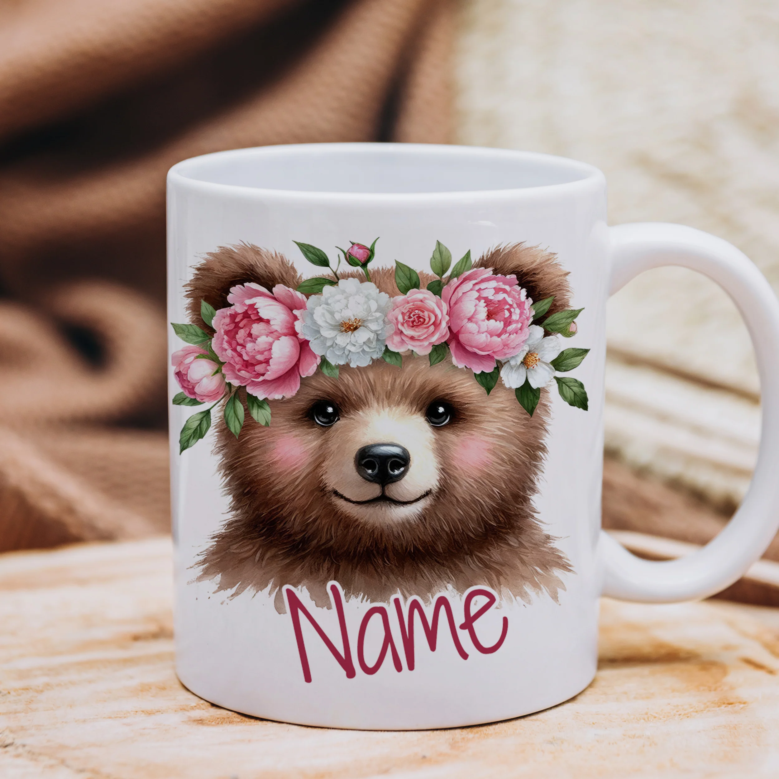 Tasse Bär mit Blumenkranz - Image 4