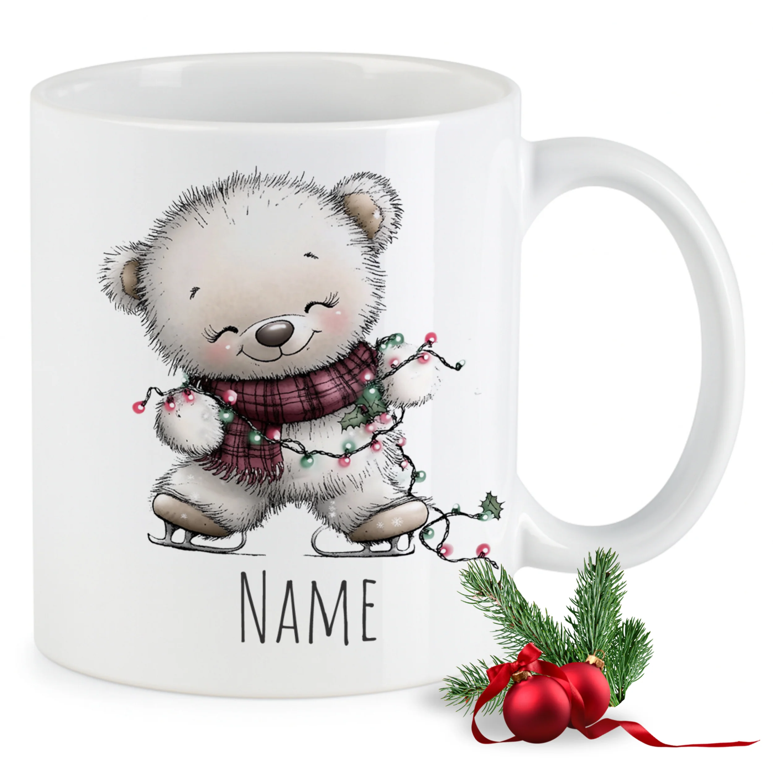 Tasse Bärchen mit Weihnachtsdeko