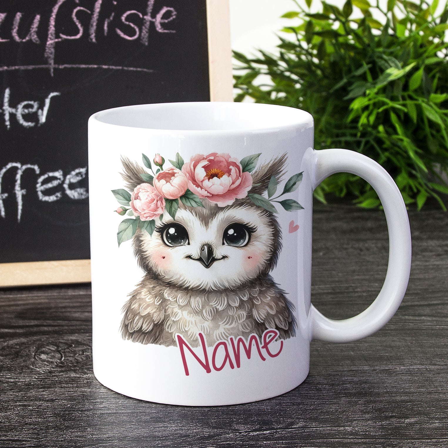Tasse Eule mit Blumen - Image 2