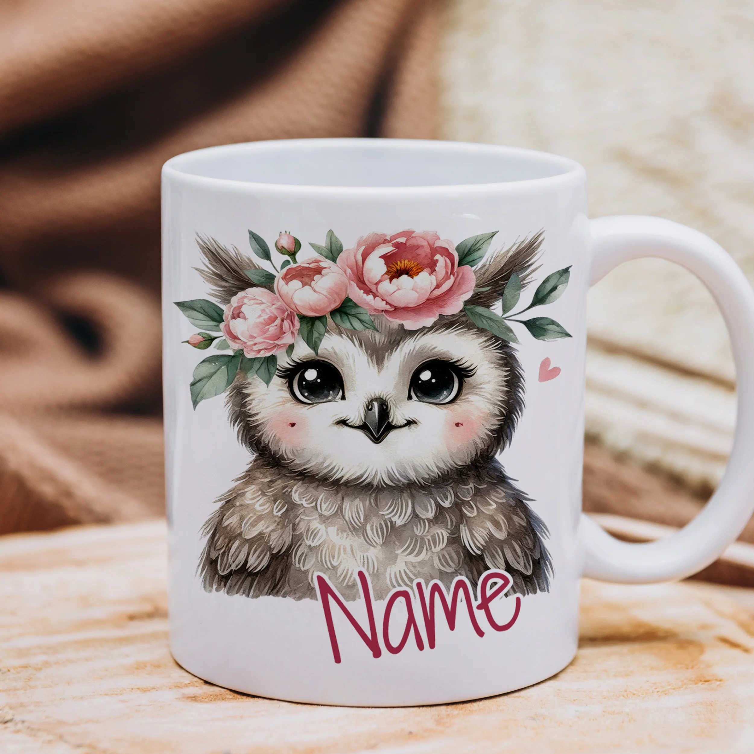 Tasse Eule mit Blumen - Image 4