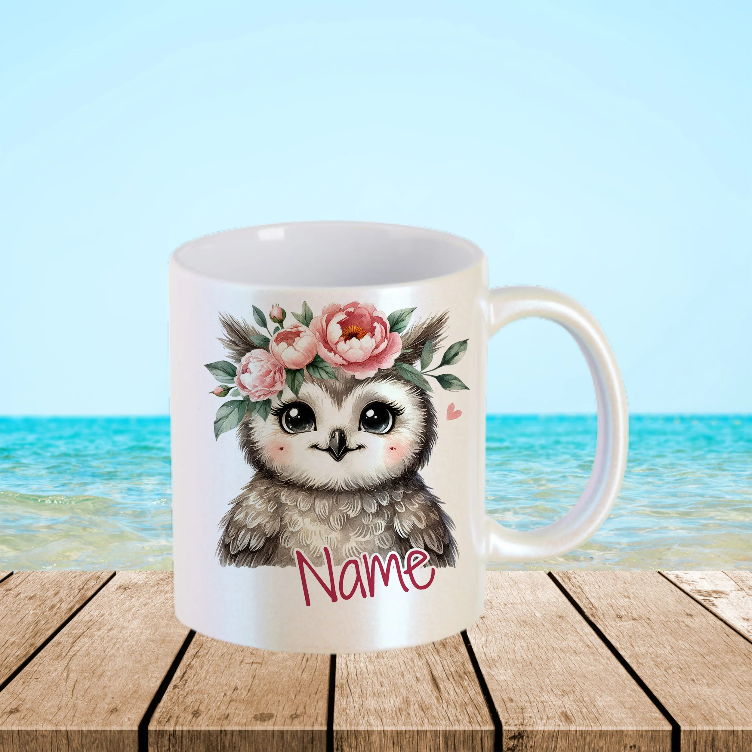 Tasse Eule mit Blumenkranz - Image 3