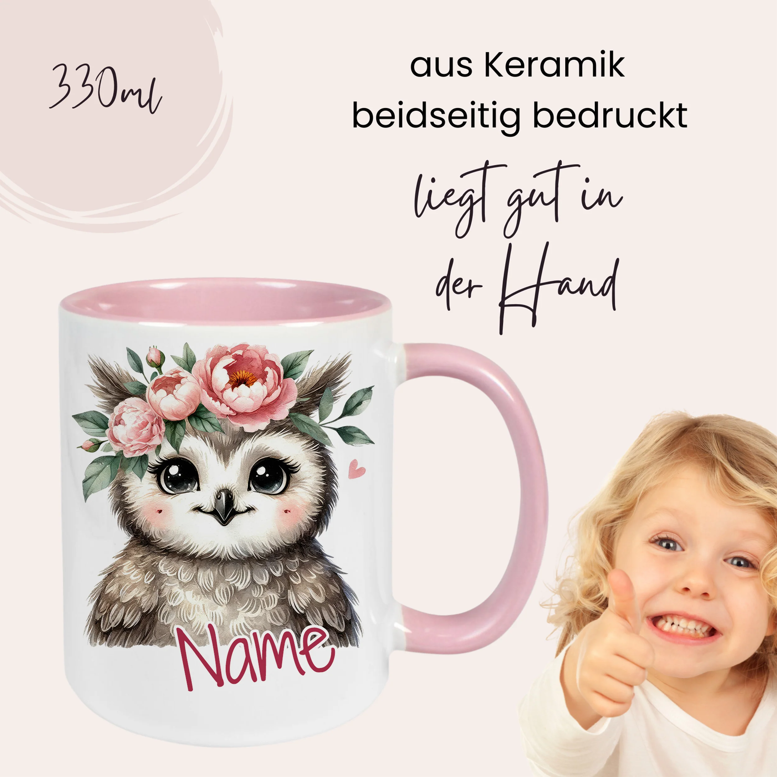 Tasse Eule mit Rosen - Image 4