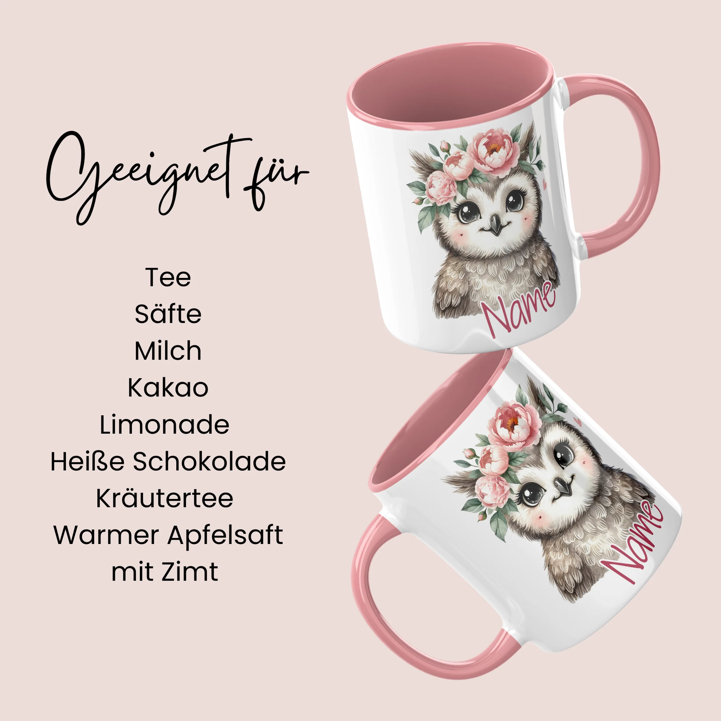 Tasse Eule mit Rosen - Image 6