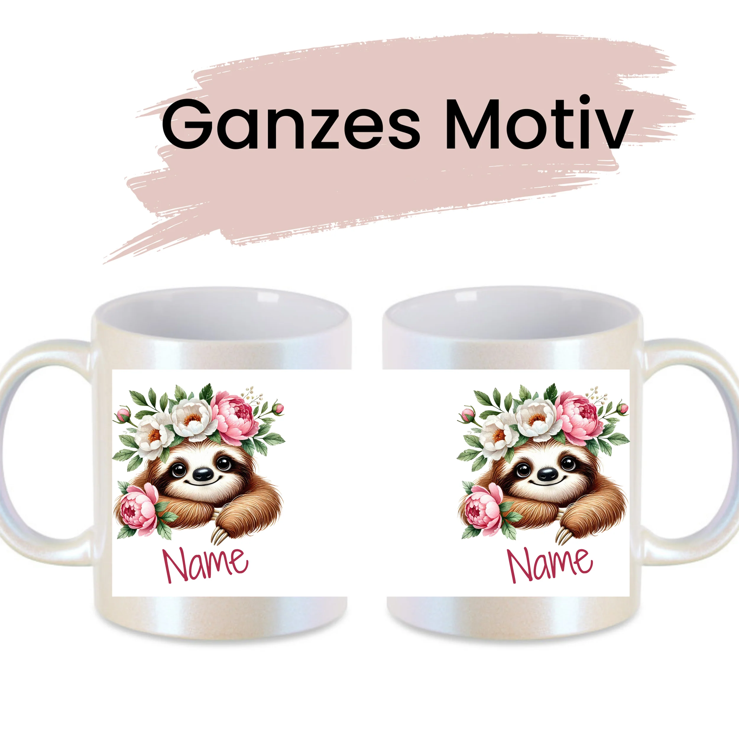 Tasse Faultier mit Blumen - Image 2