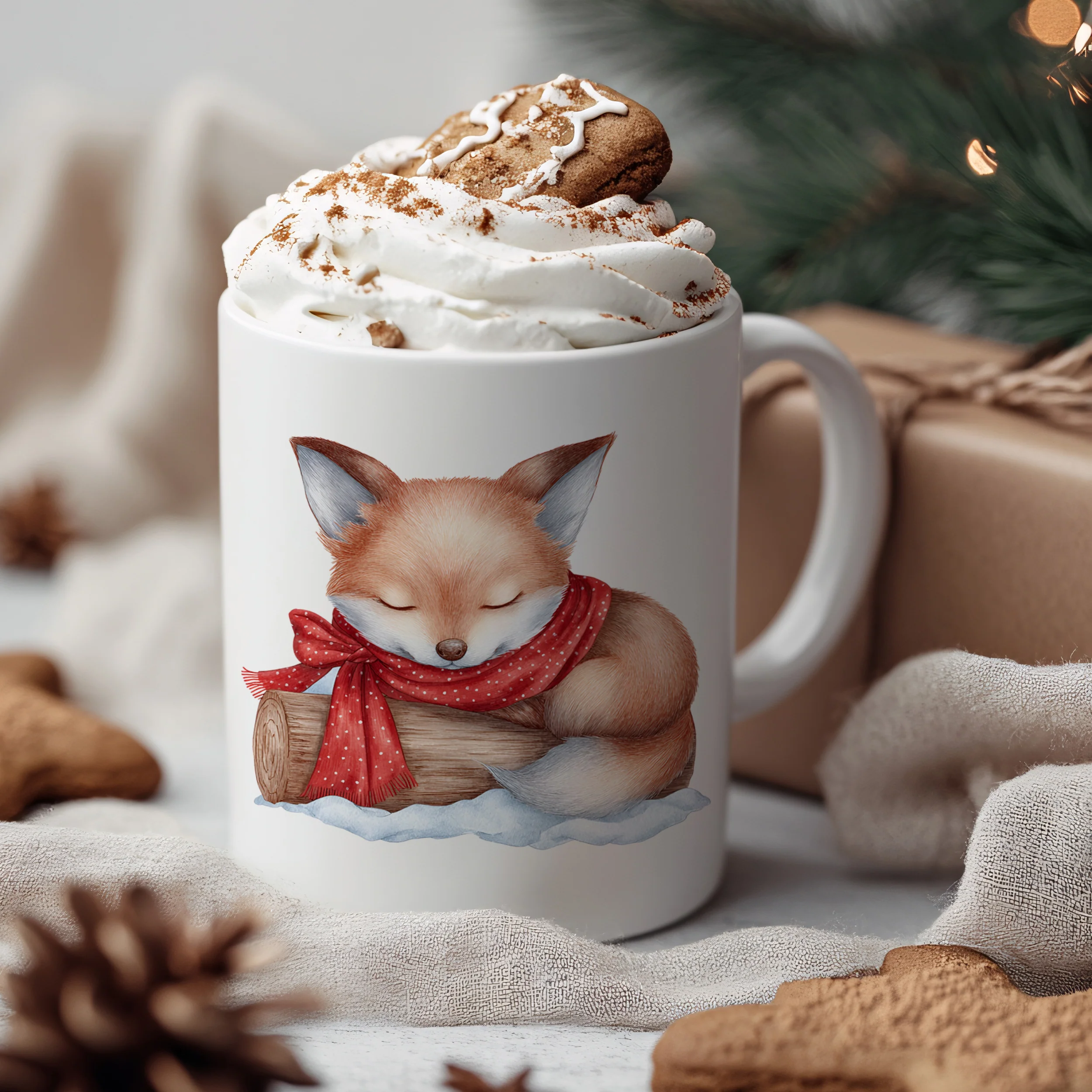 Tasse Fuchs im Weihnachtslook - Image 3