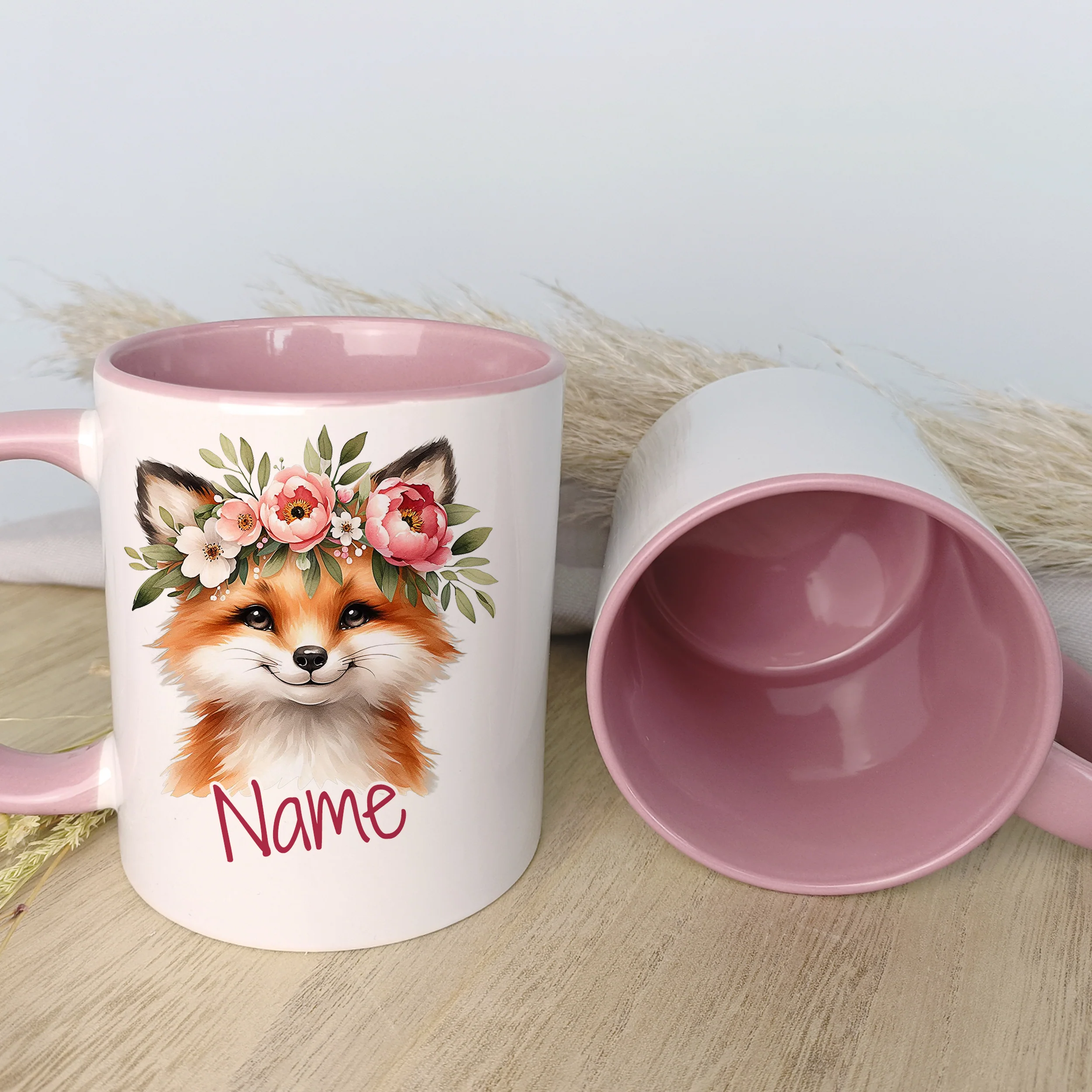 Tasse Fuchs mit Blumenkranz - Image 3