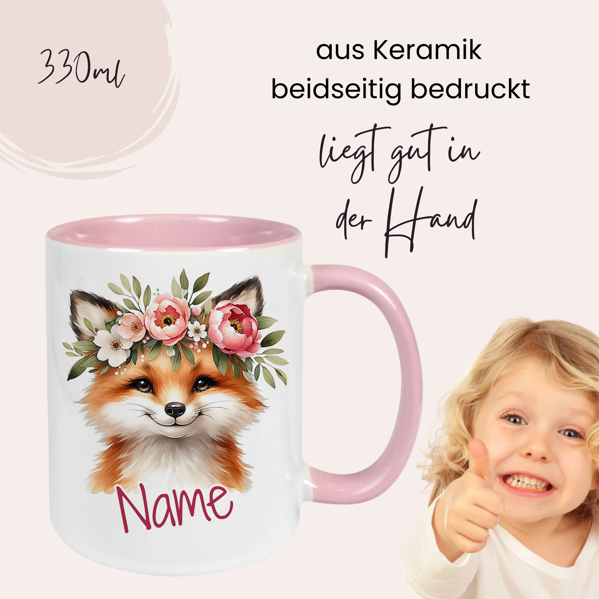 Tasse Fuchs mit Blumenkranz - Image 4