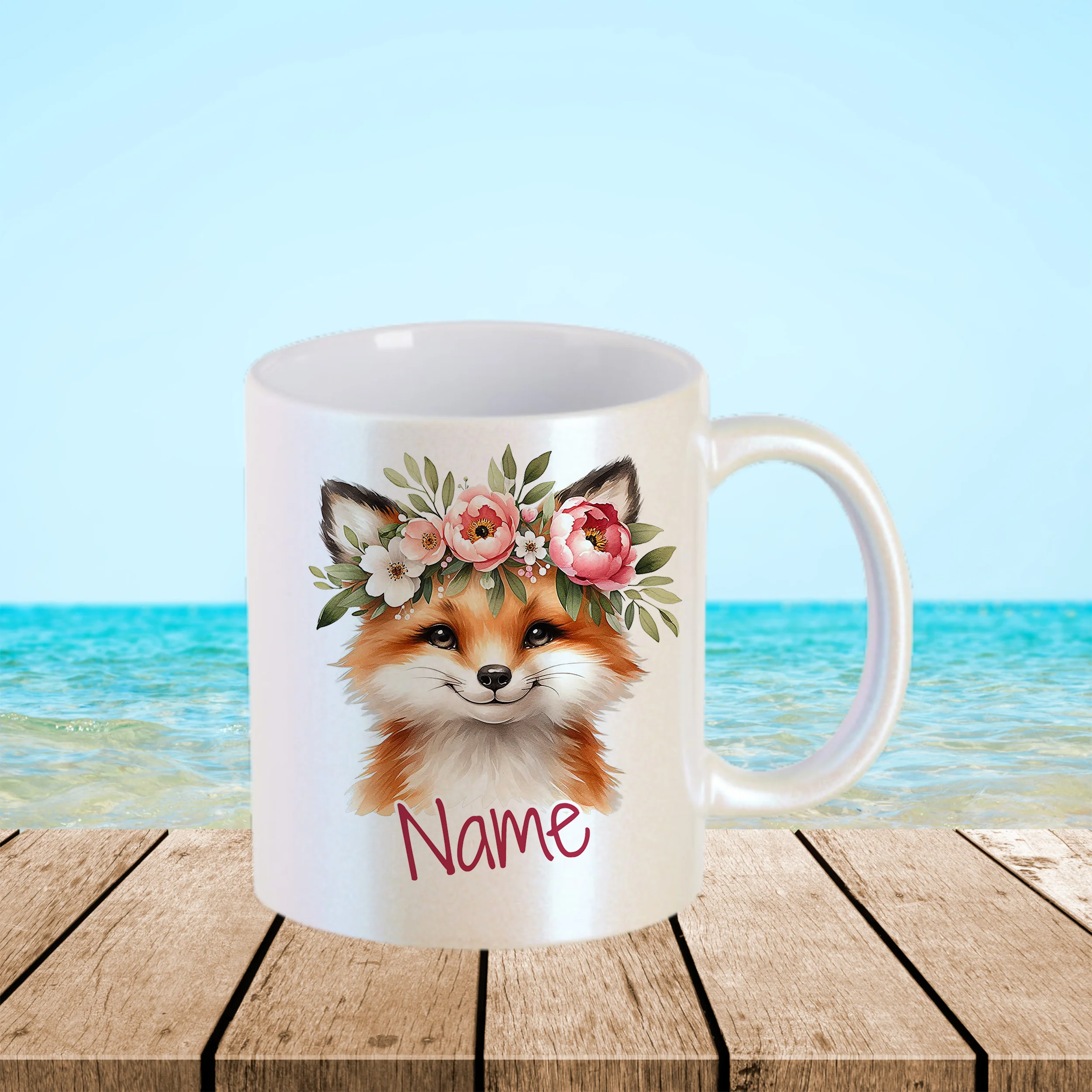 Tasse Fuchs mit Blumenkranz - Image 3