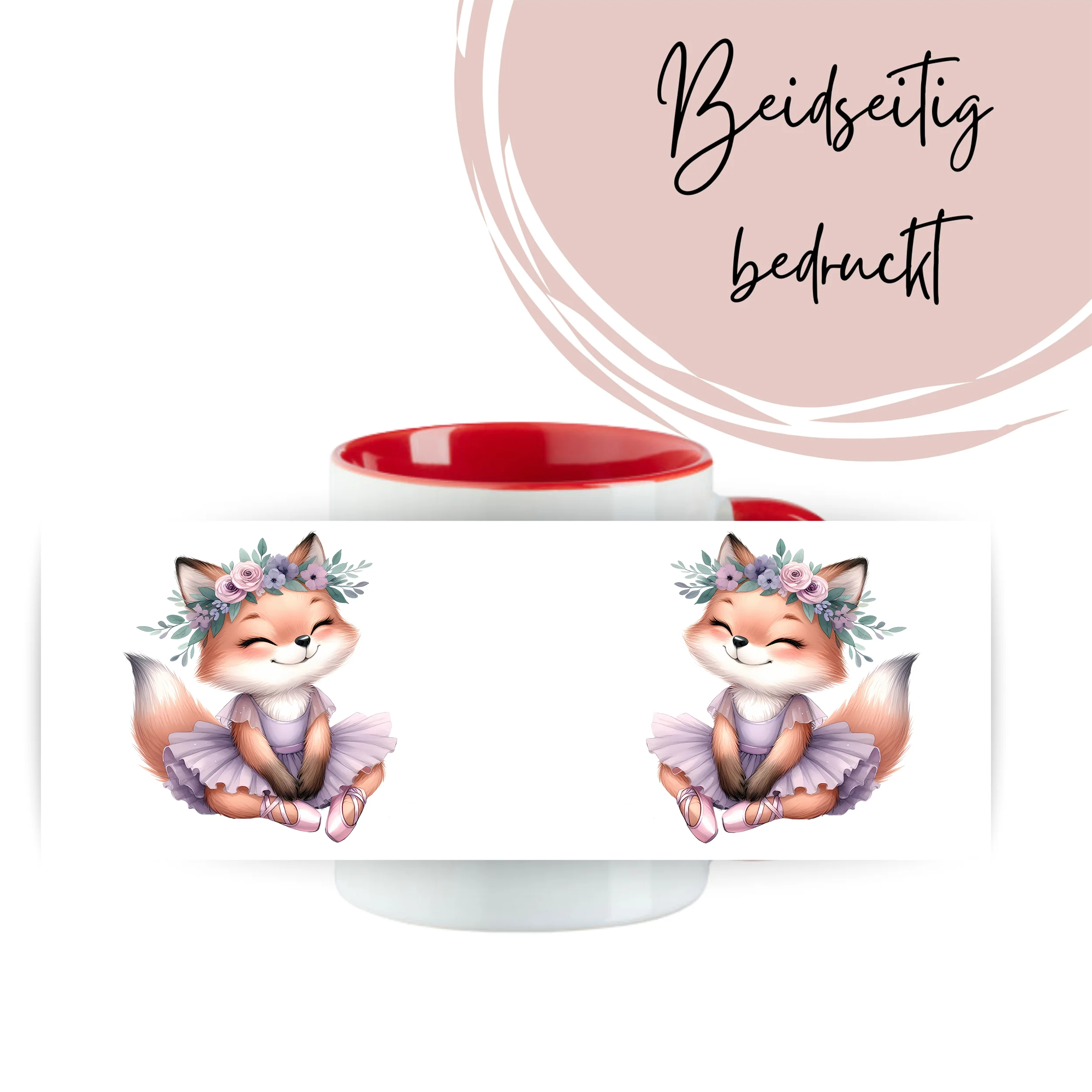 Tasse Fuchs mit Blumenkranz - Image 3