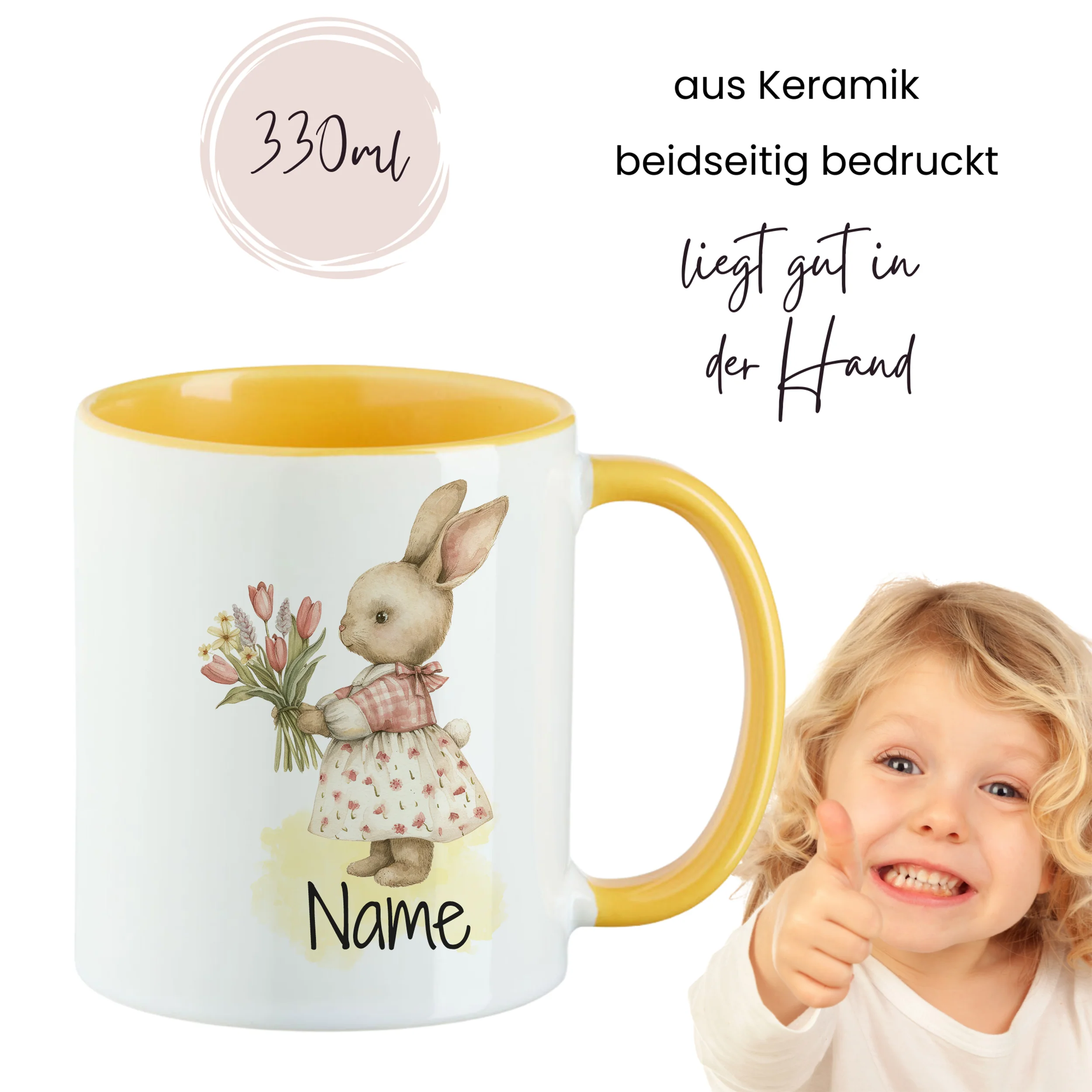 Tasse Hase mit Blumen - Image 4