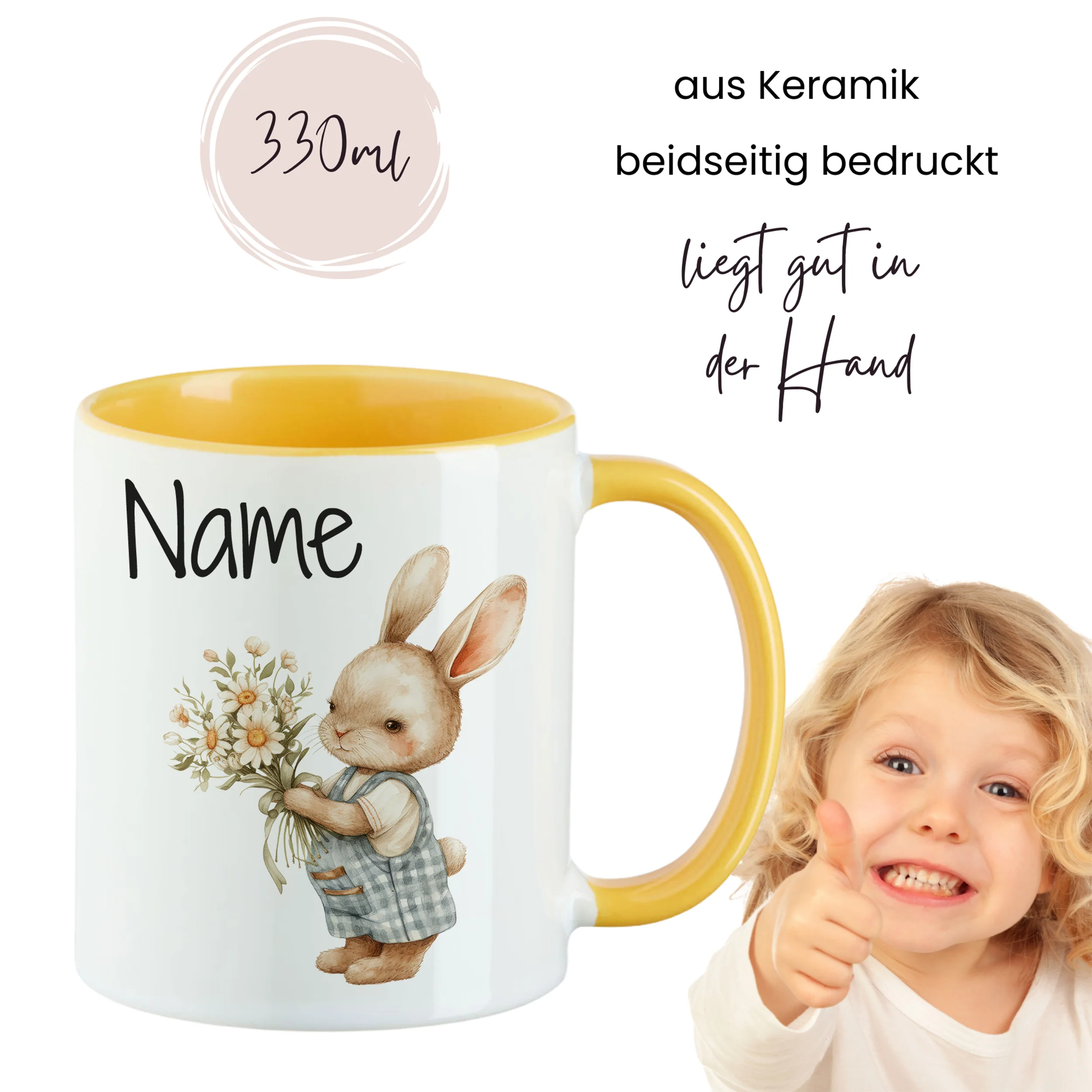 Tasse Hase mit Blumen - Image 4
