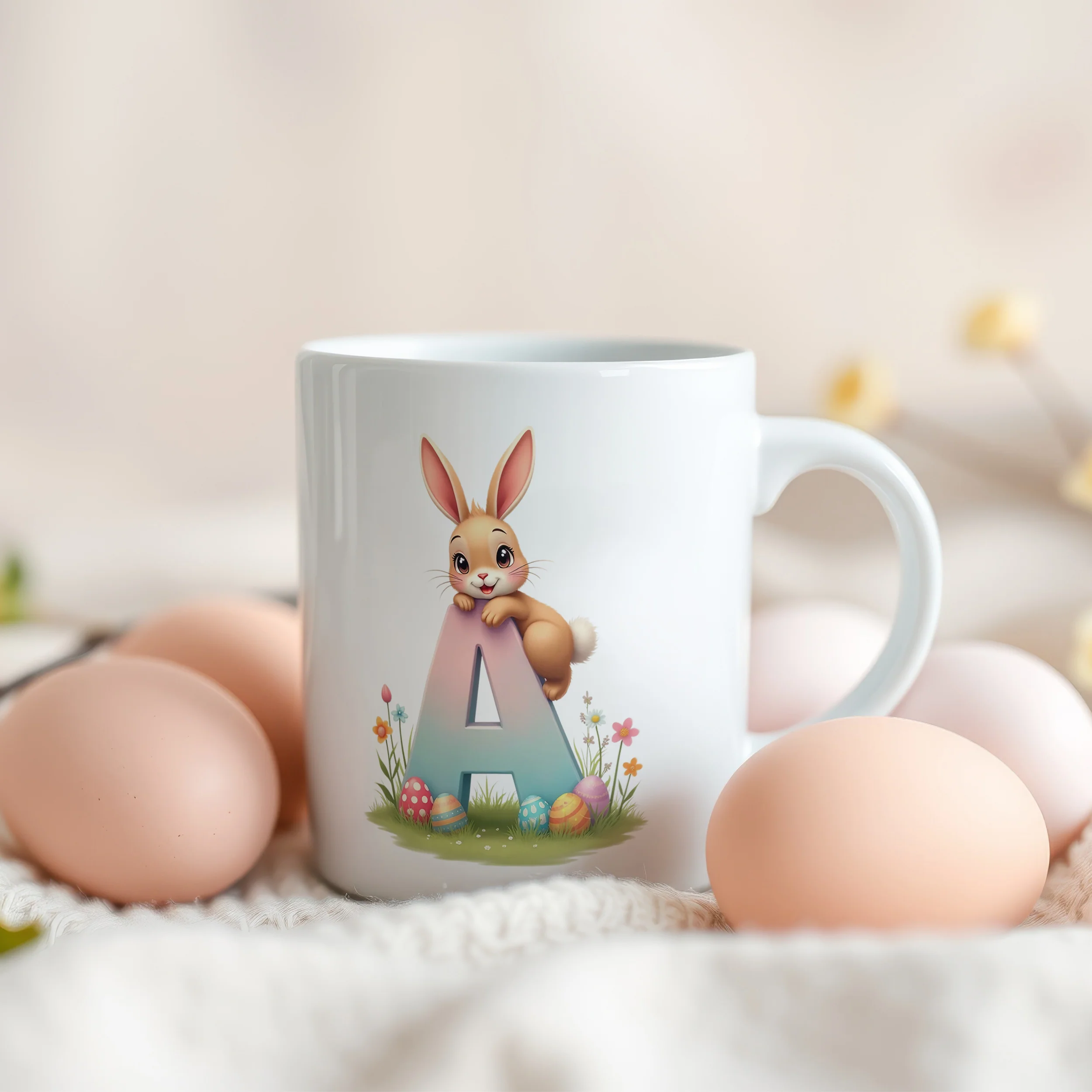 Tasse Hase mit Buchstaben A - Image 3
