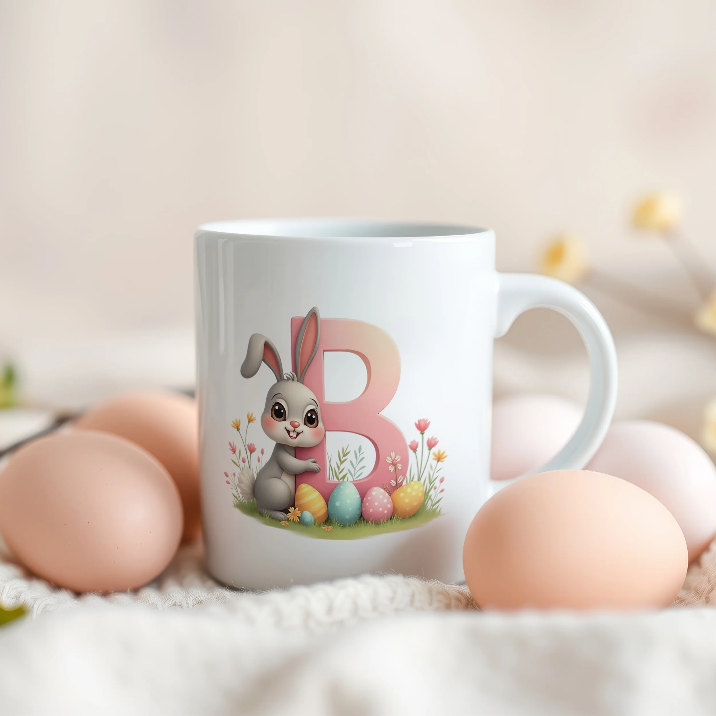 Tasse Hase mit Buchstaben B - Image 3