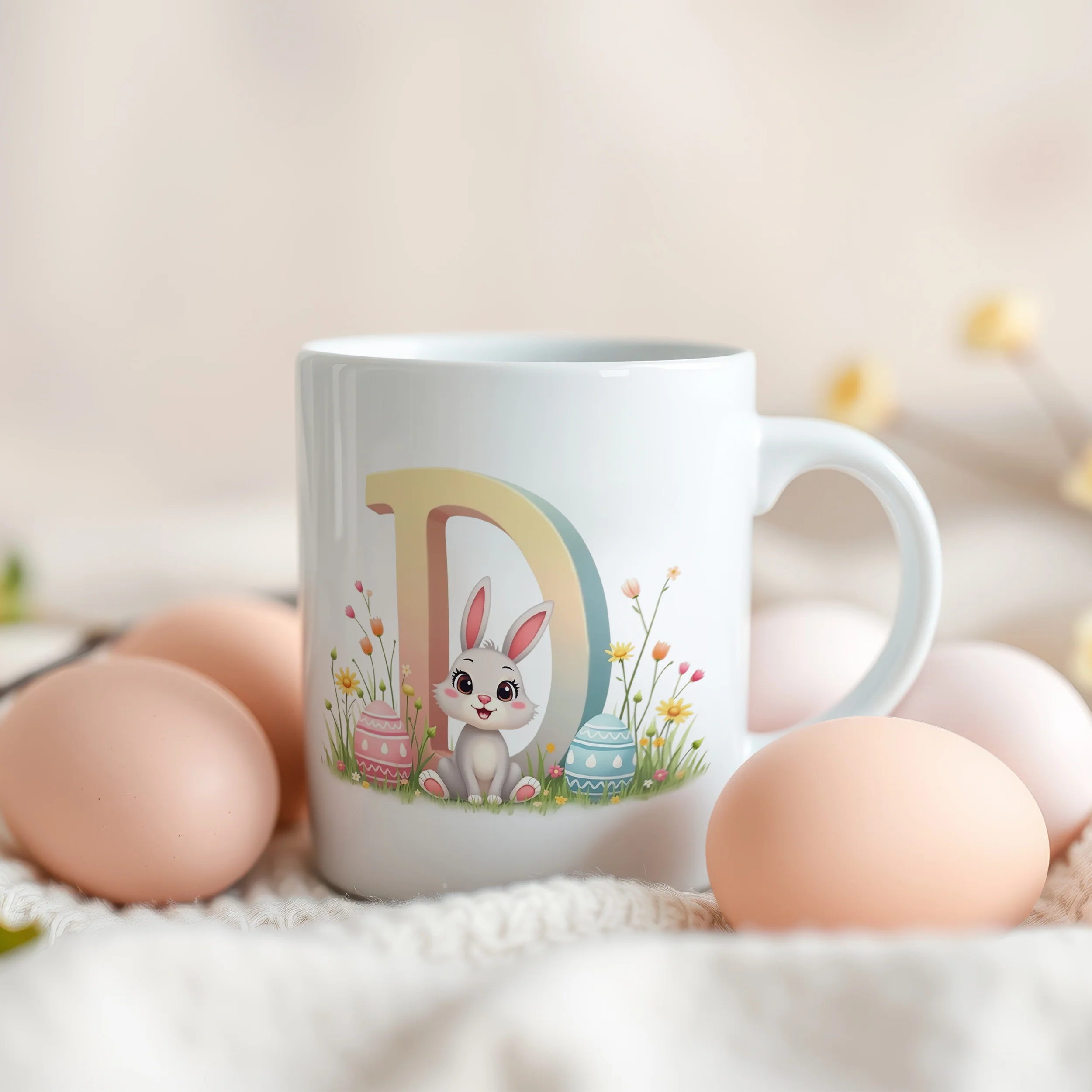Tasse Hase mit Buchstaben D - Image 3