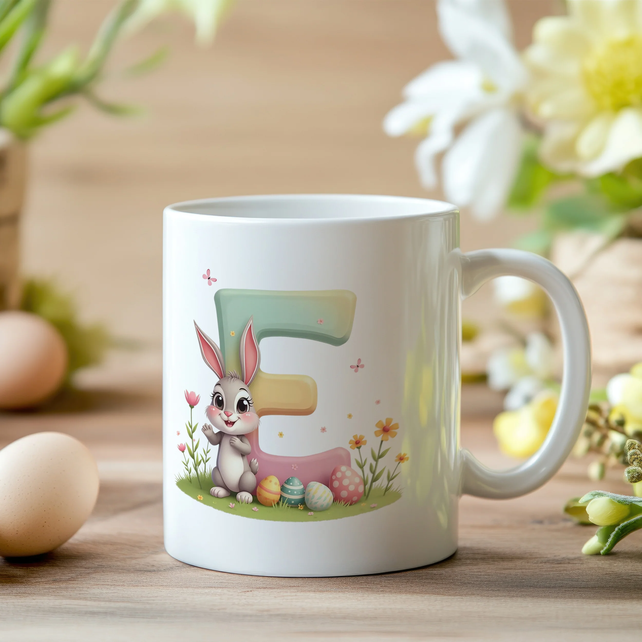 Tasse Hase mit Buchstaben E - Image 2