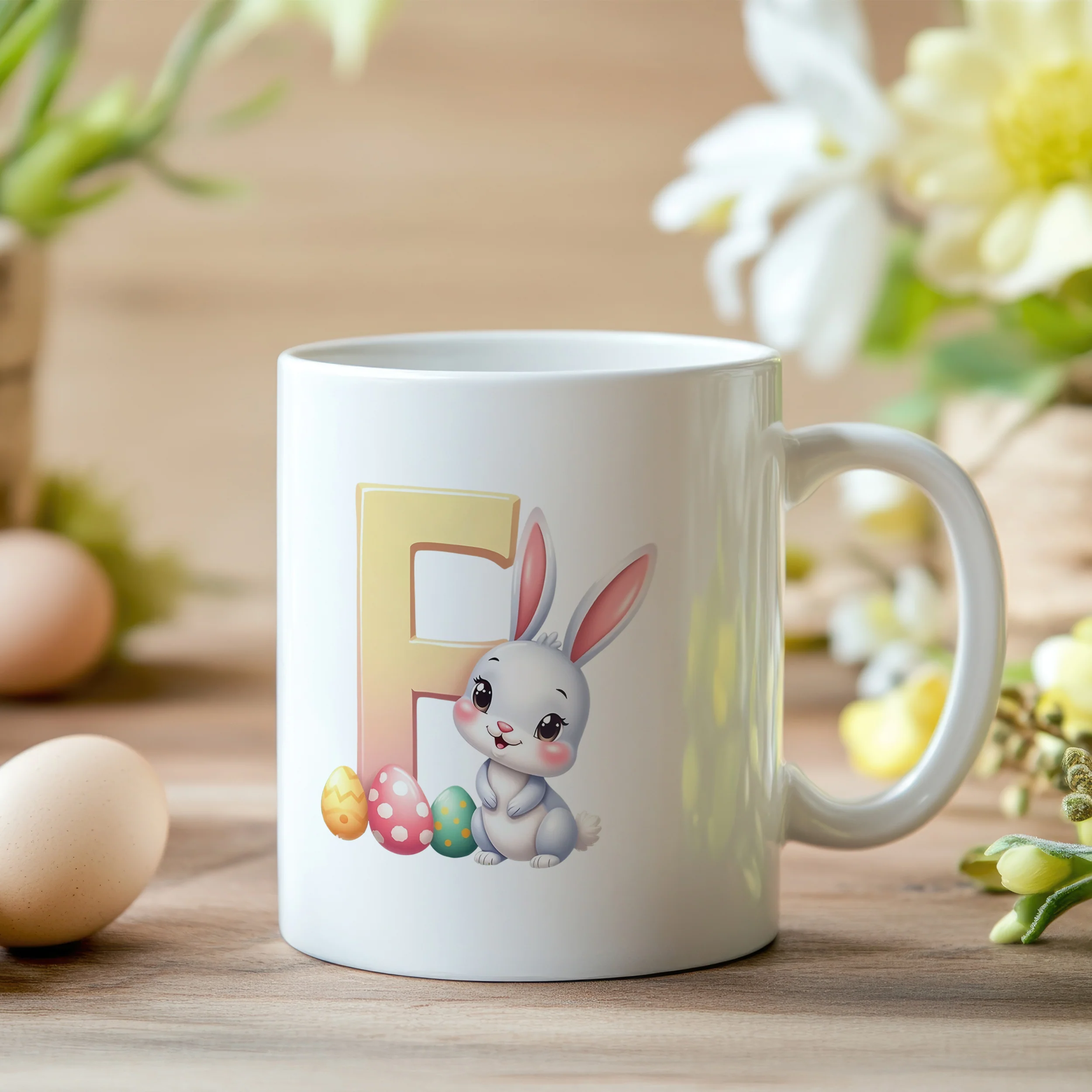Tasse Hase mit Buchstaben F - Image 2
