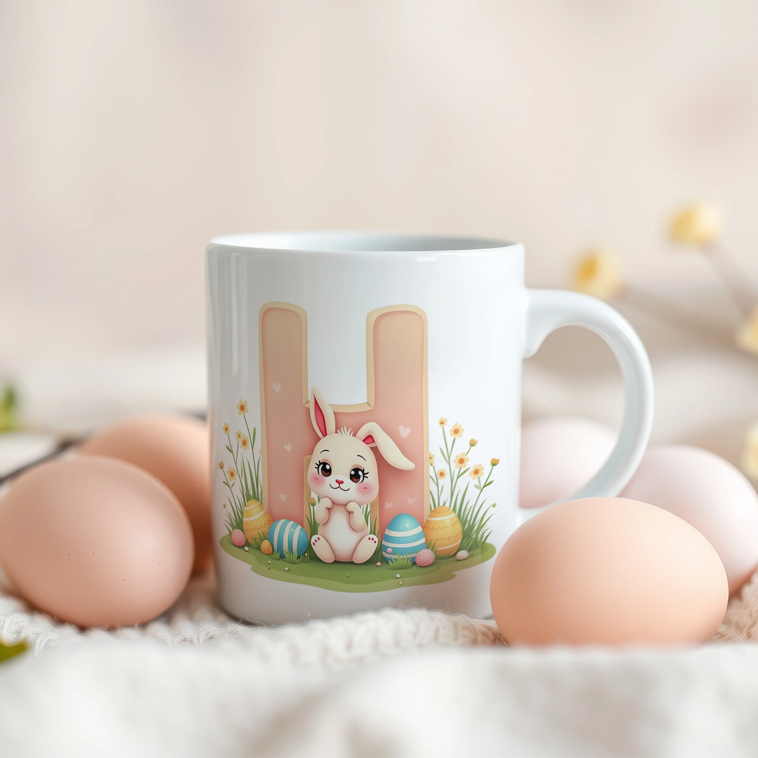 Tasse Hase mit Buchstaben H - Image 3