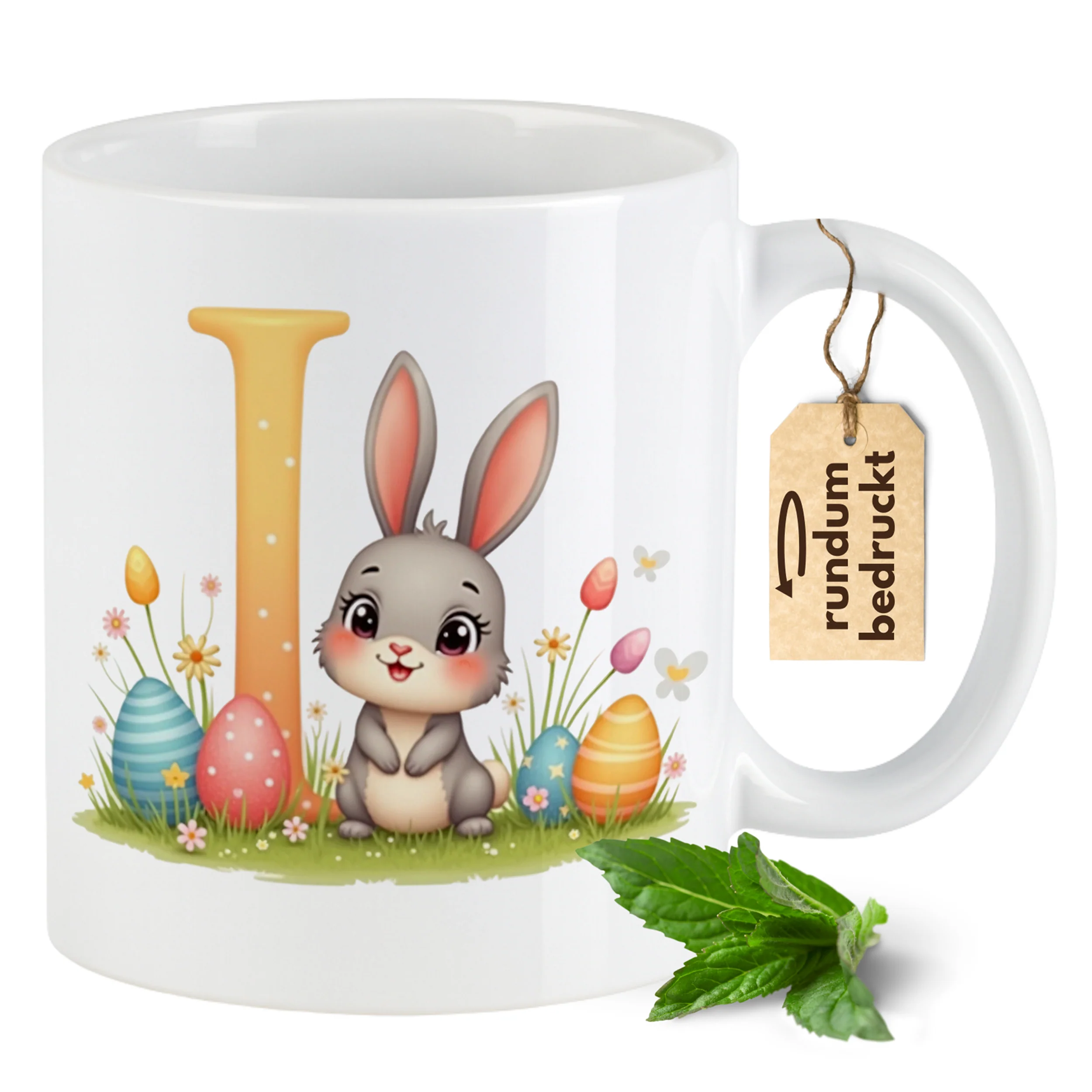 Tasse Hase mit Buchstaben I