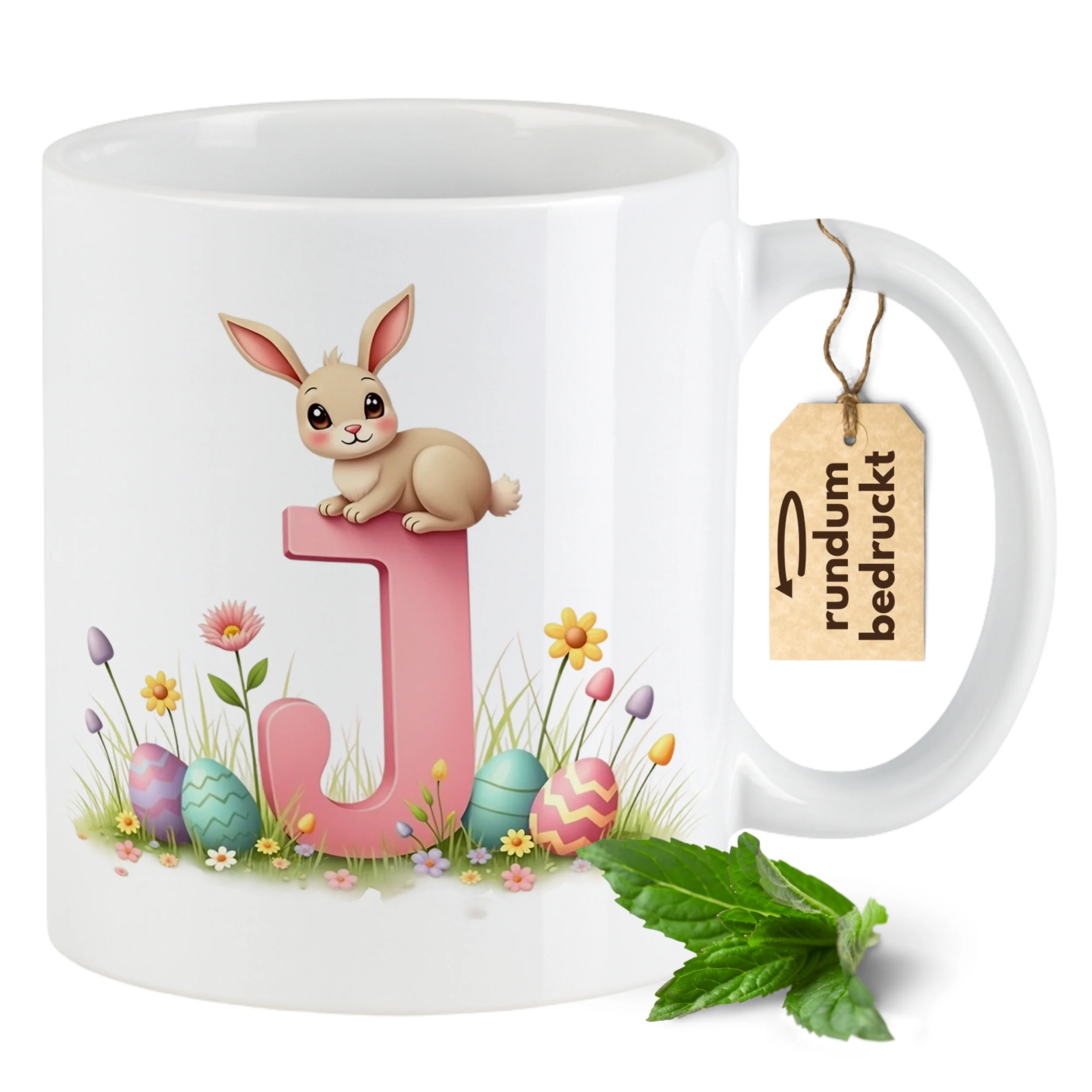 Tasse Hase mit Buchstaben J